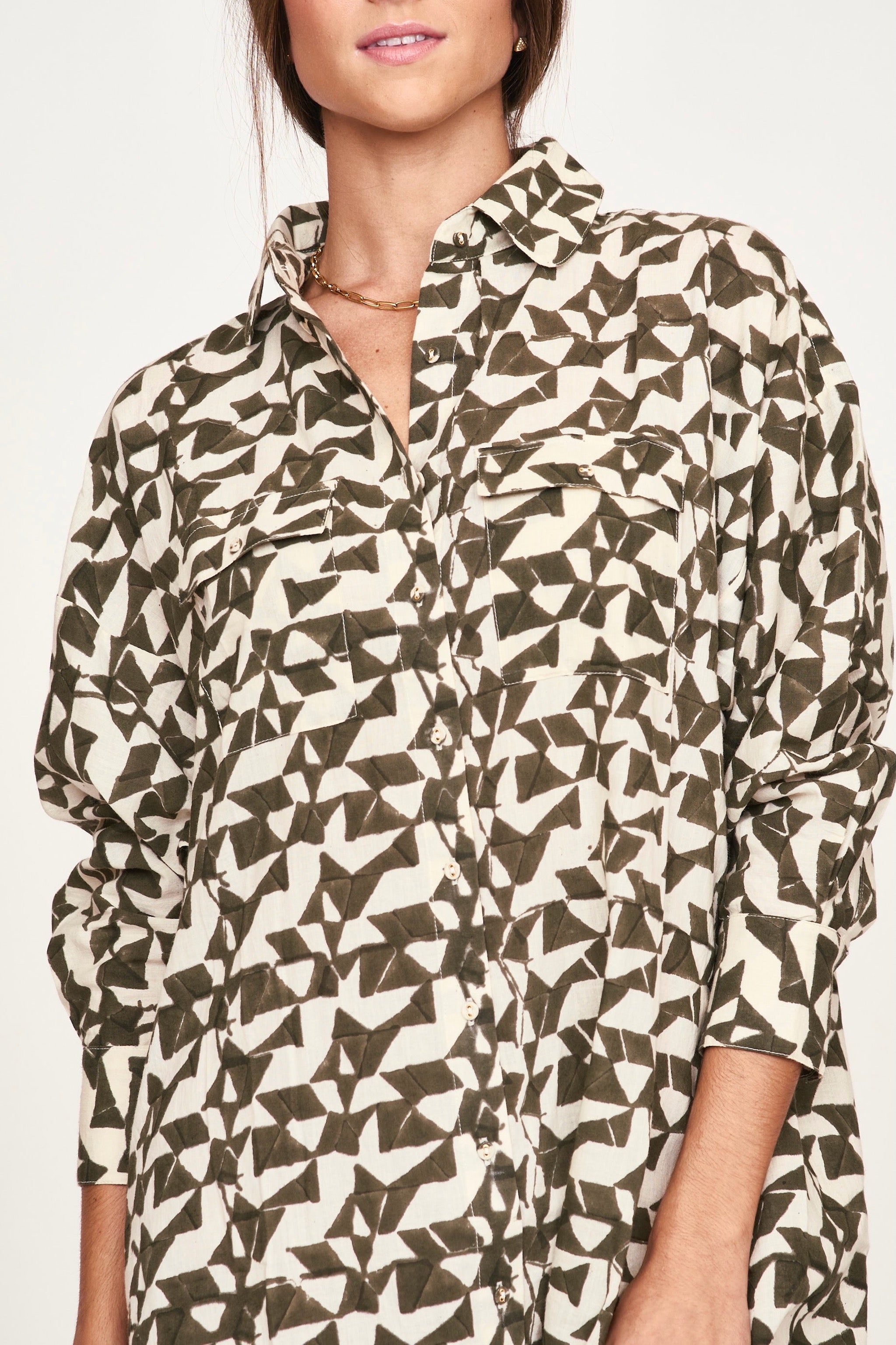 Oversized midi length shirt dress