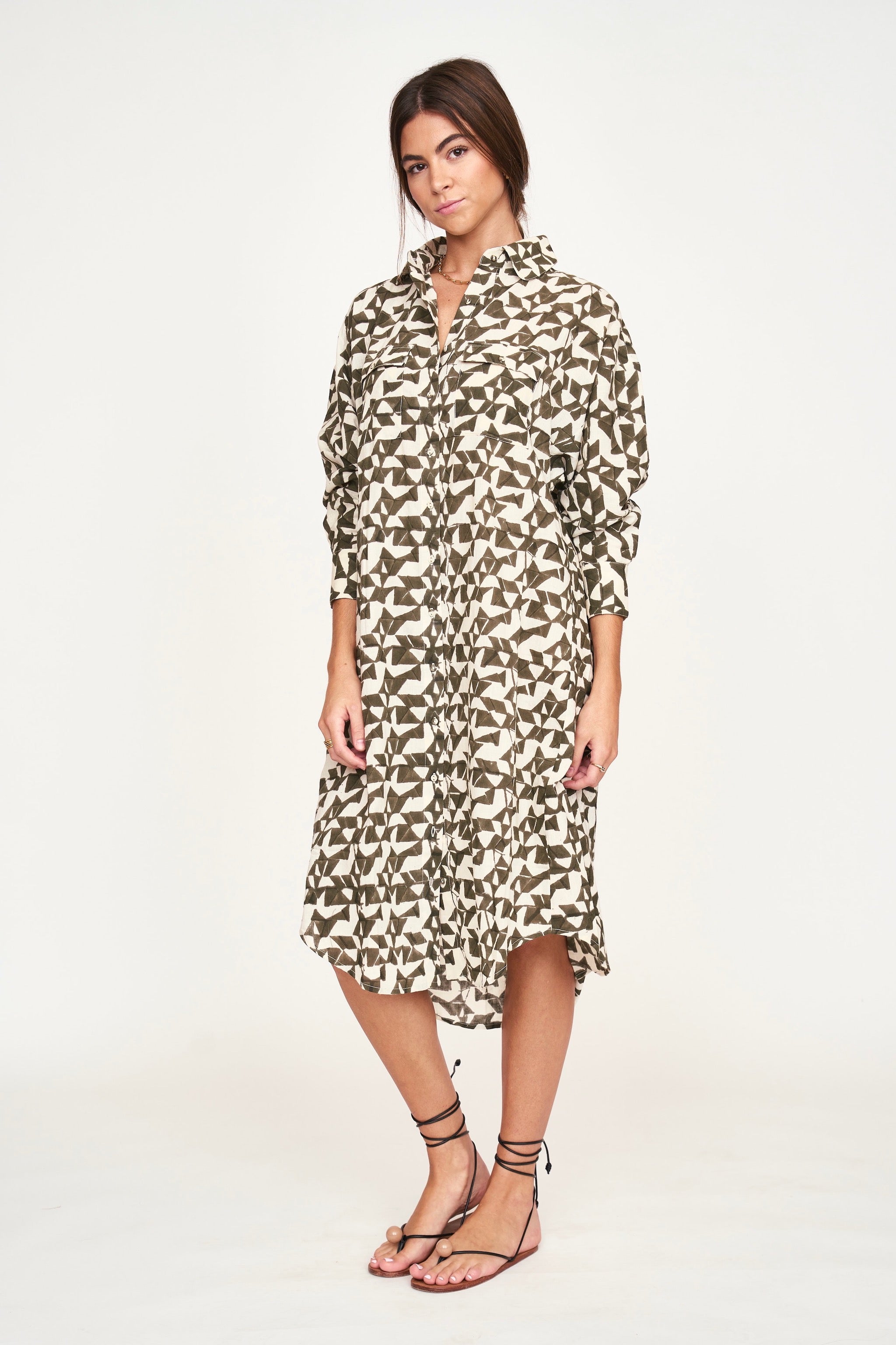 Oversized midi length shirt dress