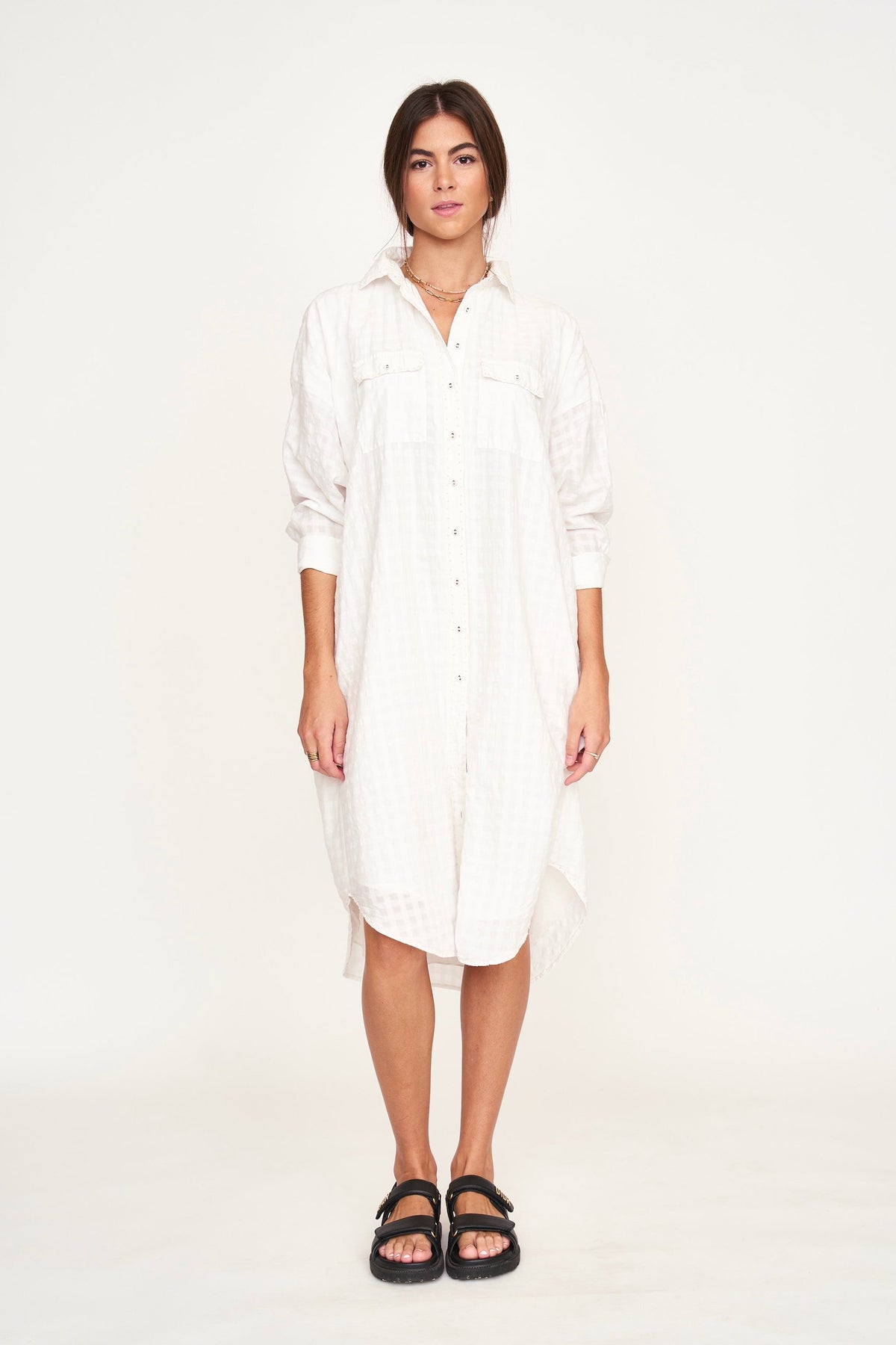 House Dress in White Boxweave