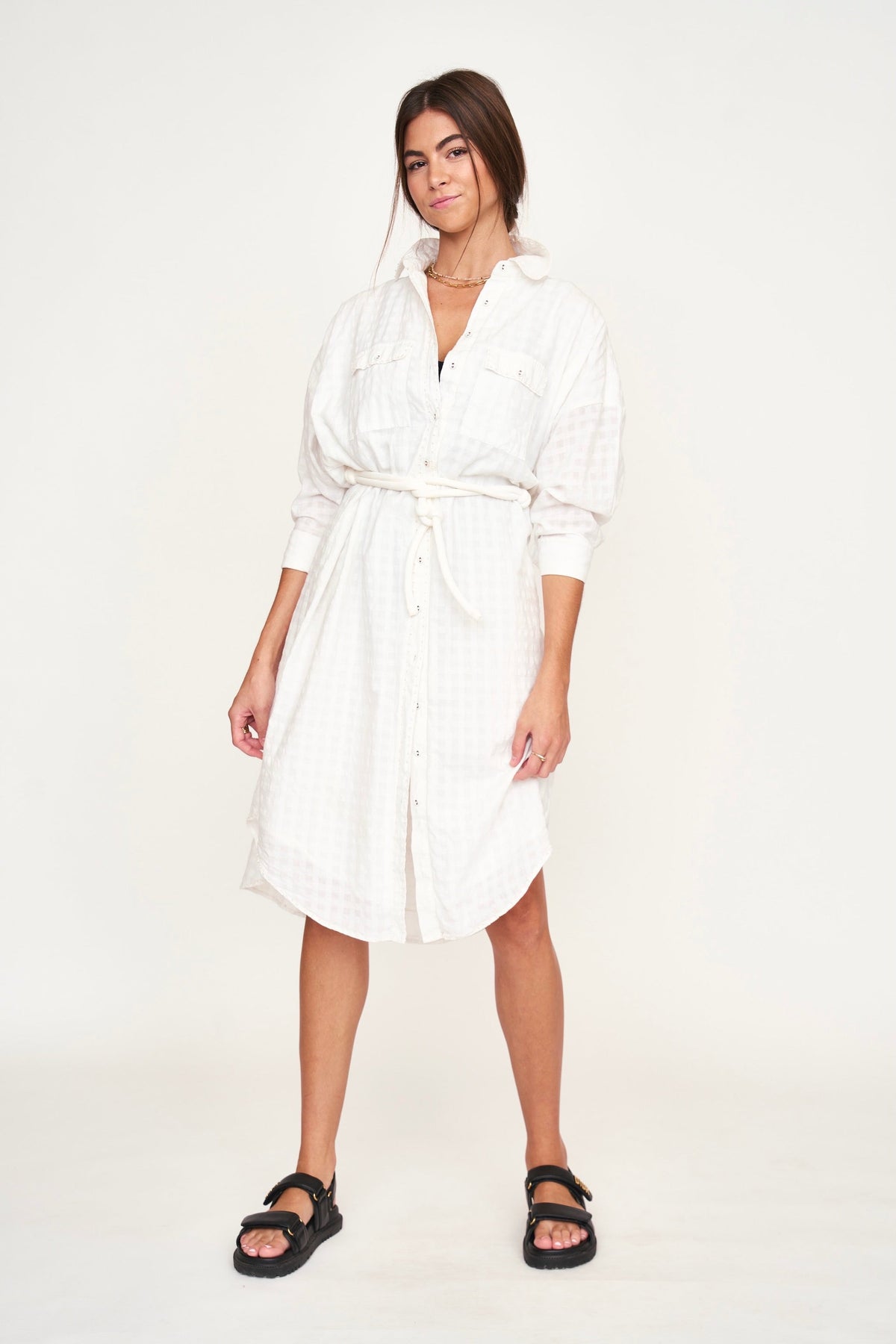 House Dress in White Boxweave