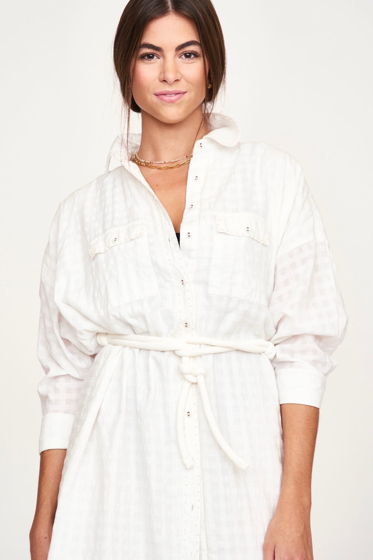 House Dress in White Boxweave