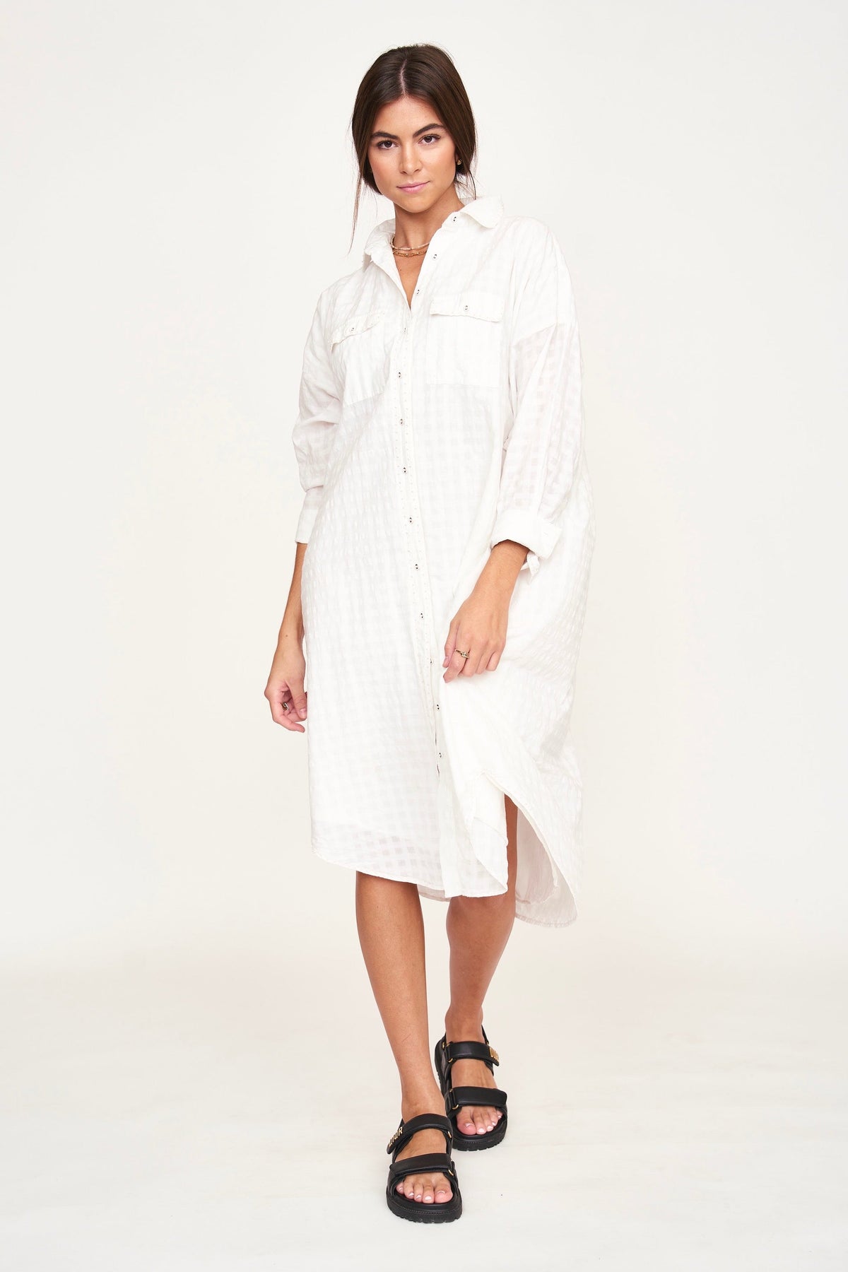 House Dress in White Boxweave