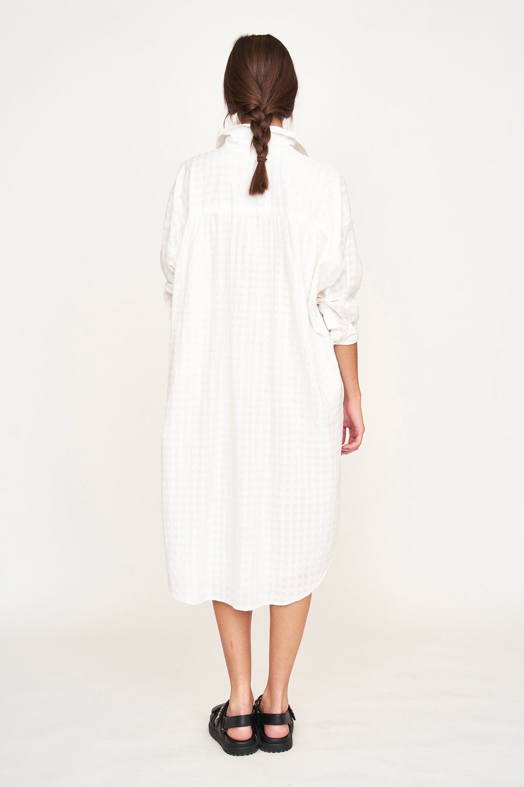 House Dress in White Boxweave