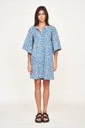 Short Dress in Trellis in Indigo