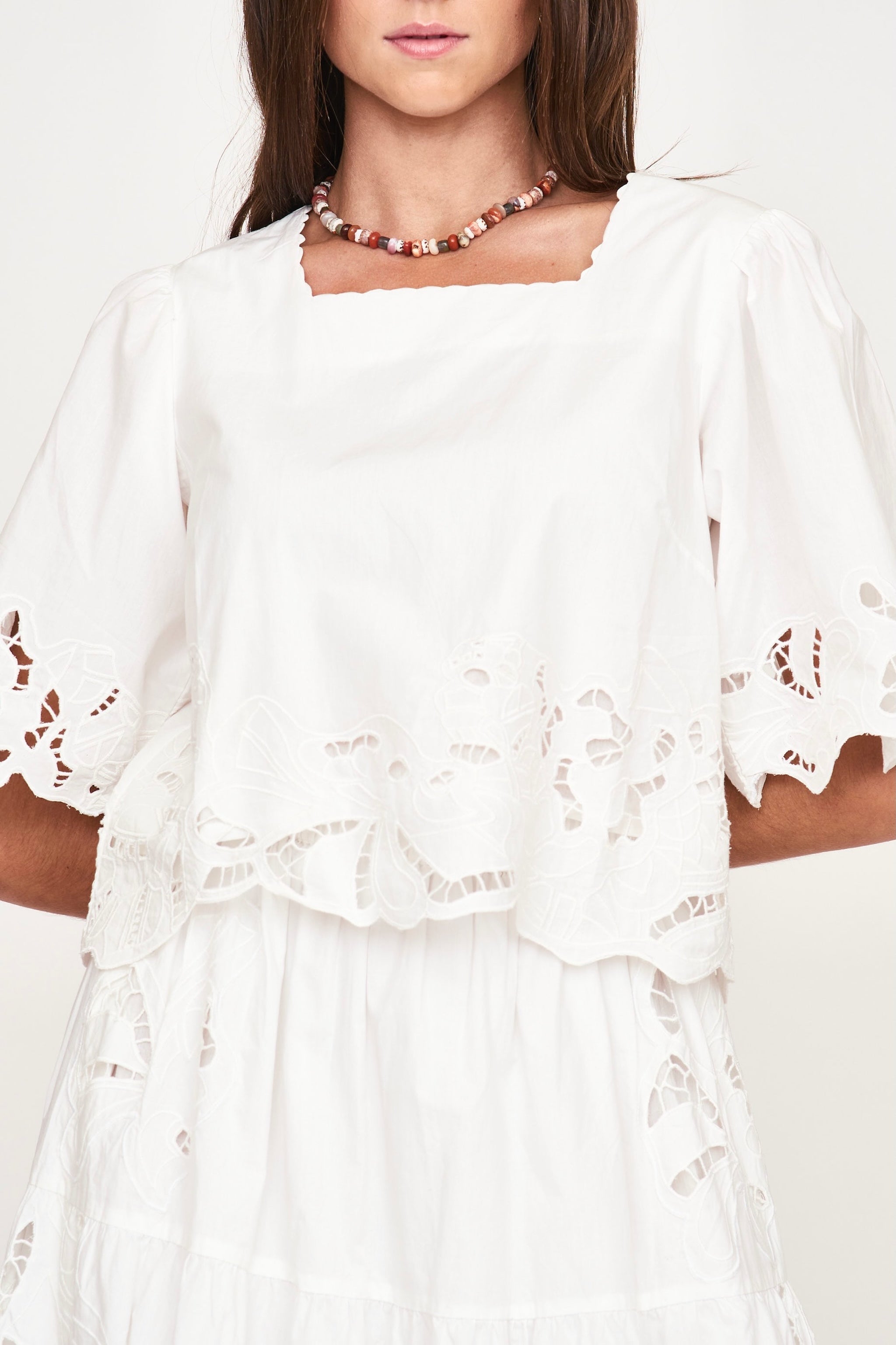 Cutwork Top in White