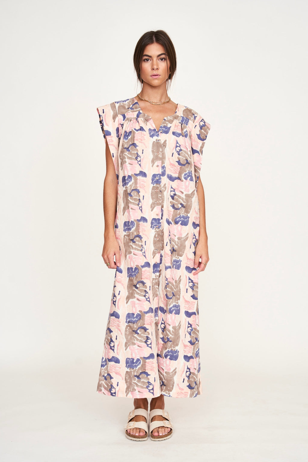 Caftan in Notched V neckline