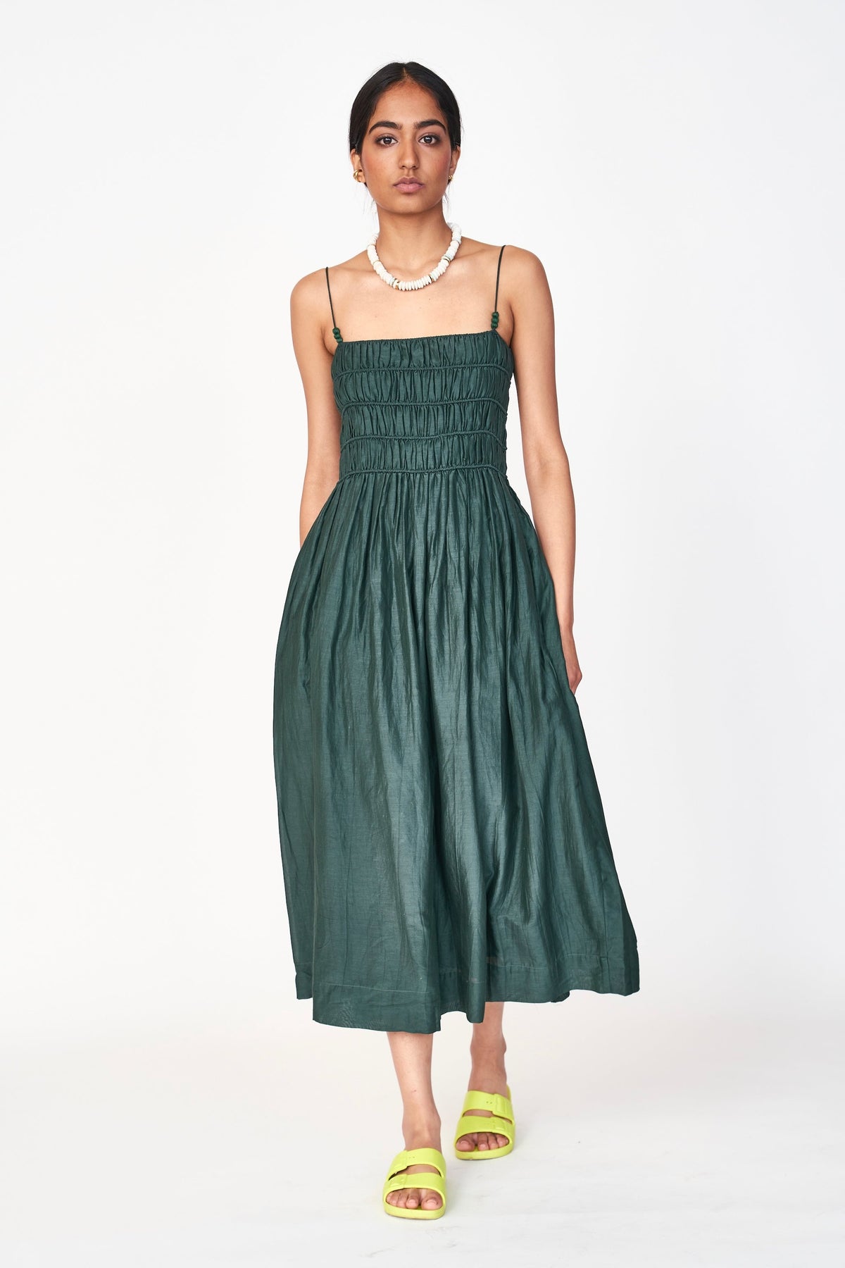Dress in Palm smocked elastic bodice
