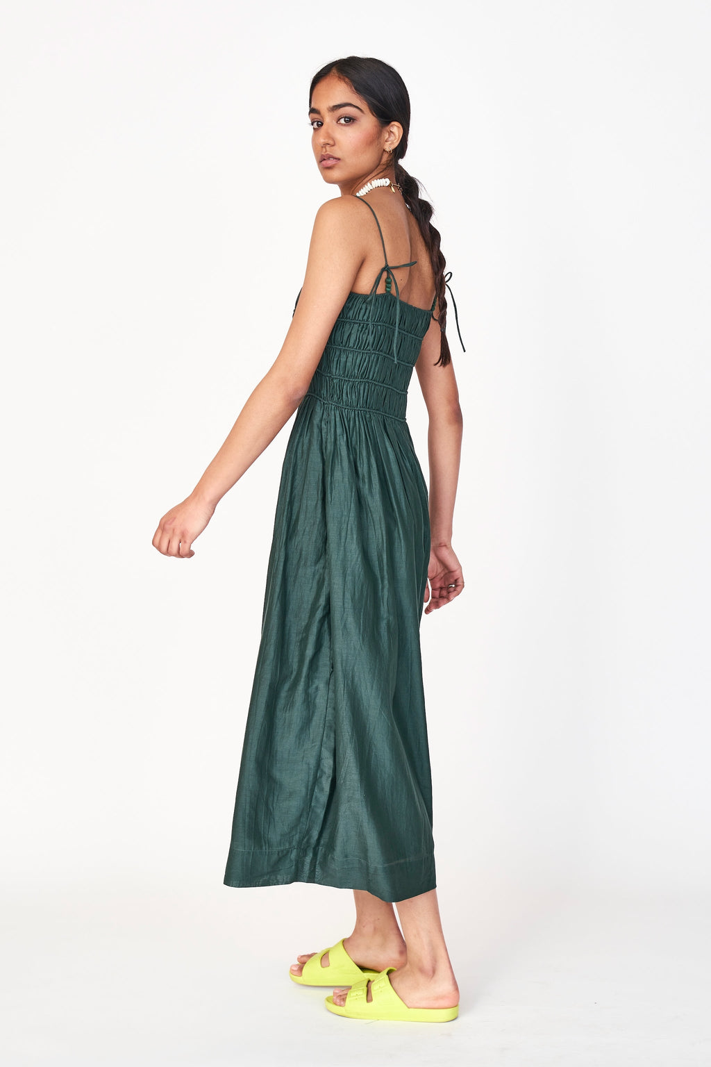 Dress in Palm smocked elastic bodice