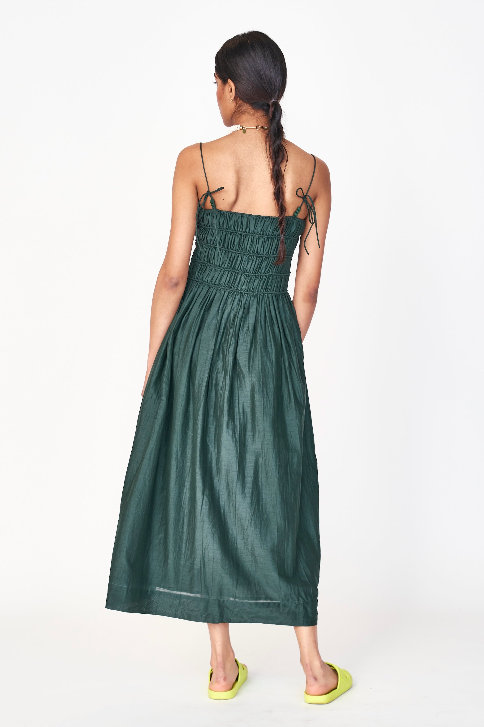 Dress in Palm smocked elastic bodice