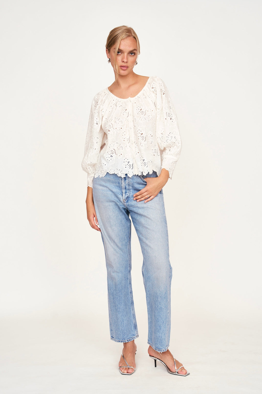 Top in White Eyelet