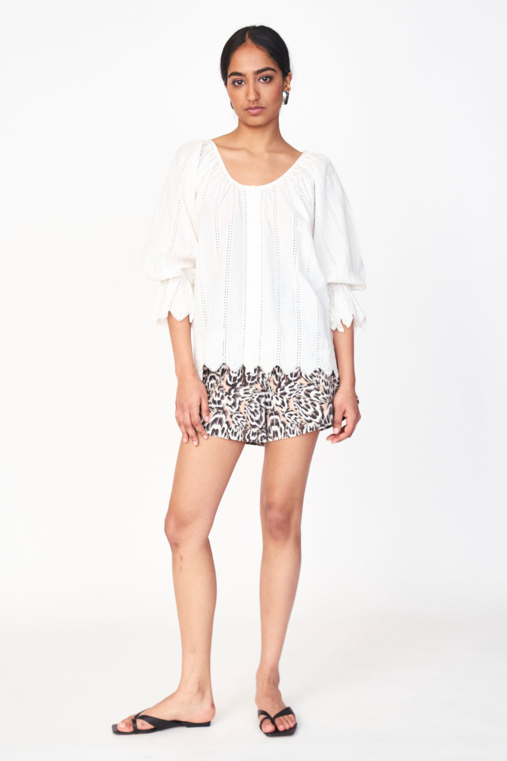 Top in White Vine Eyelet