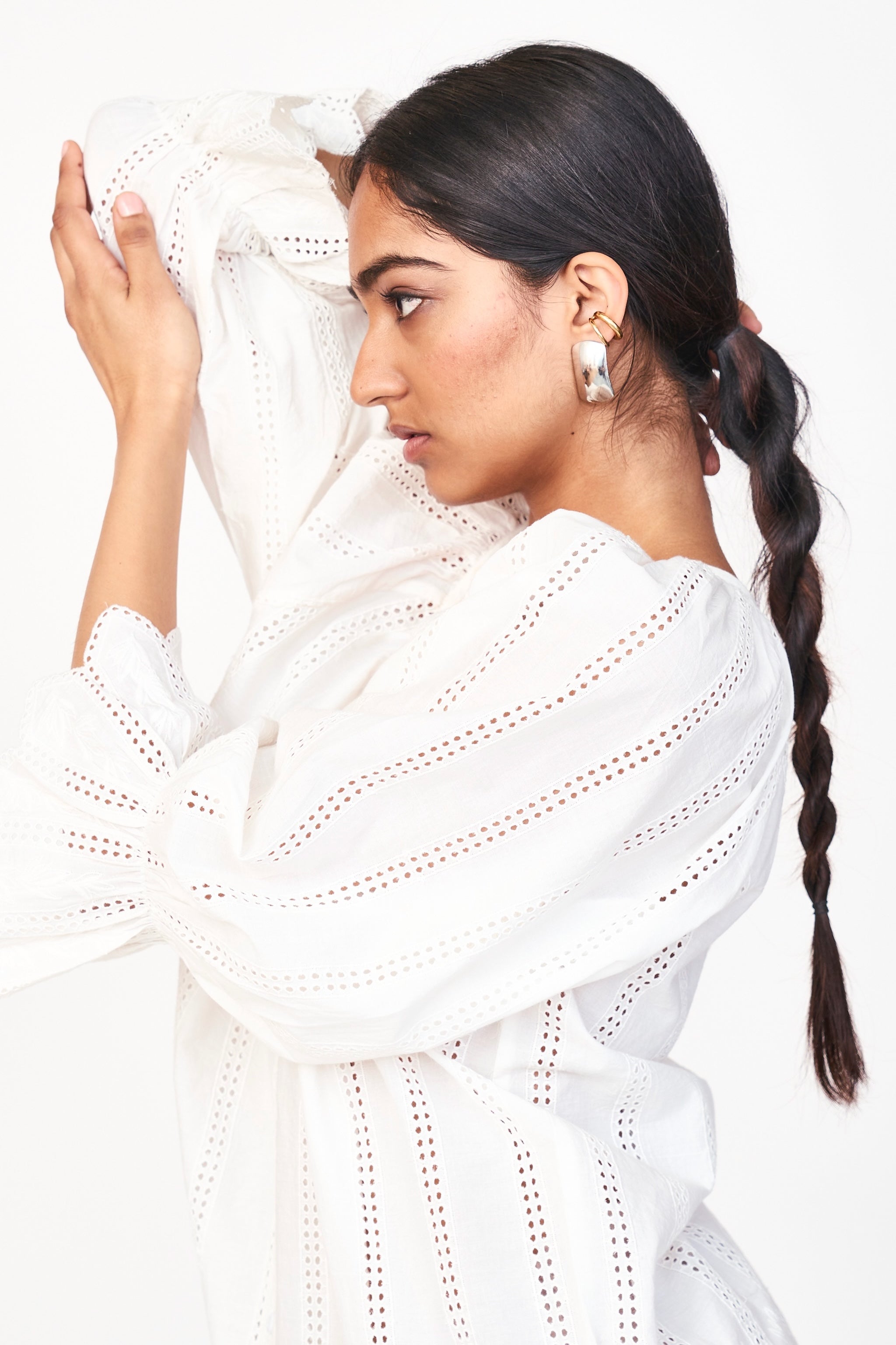 Top in White Vine Eyelet