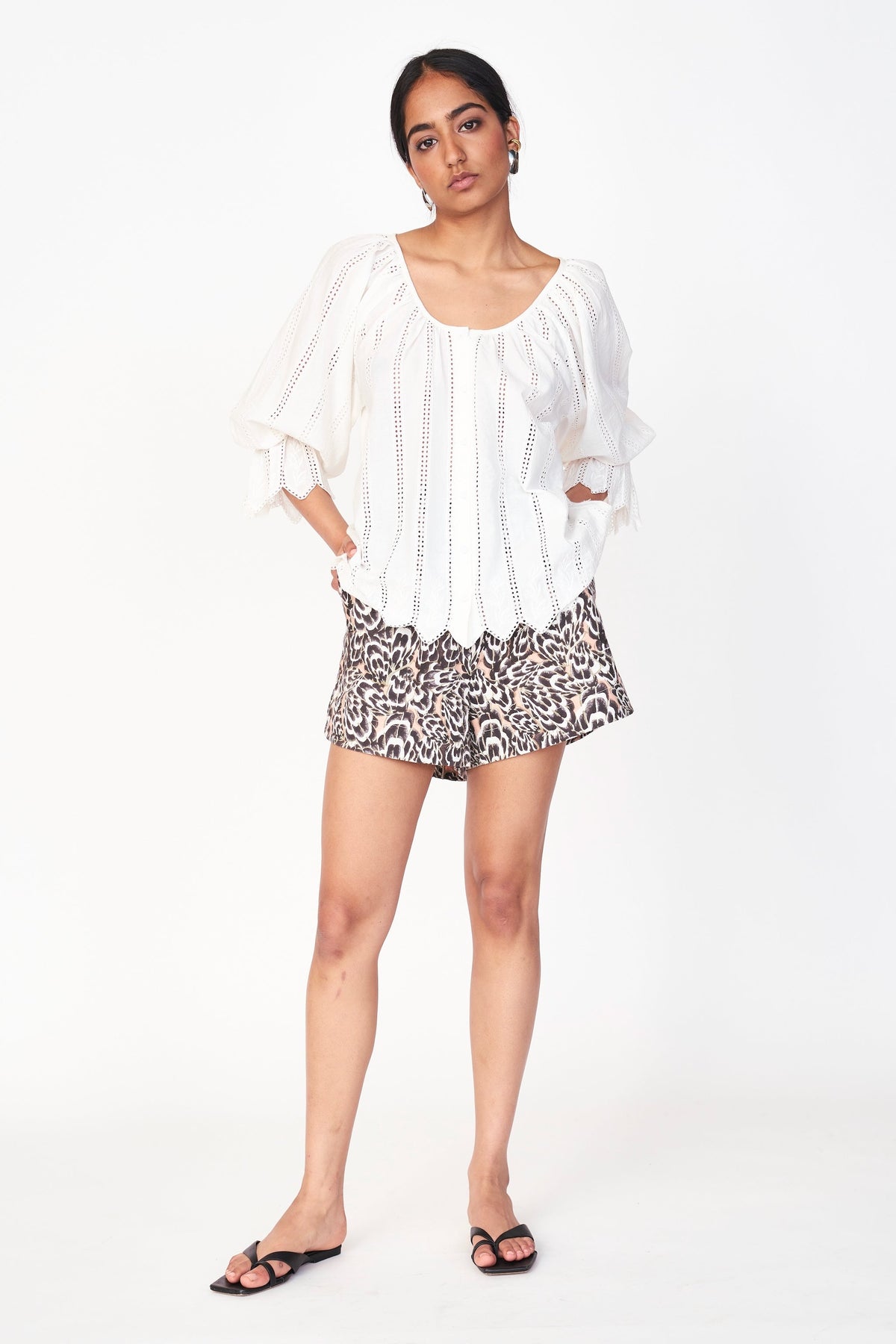 Top in White Vine Eyelet