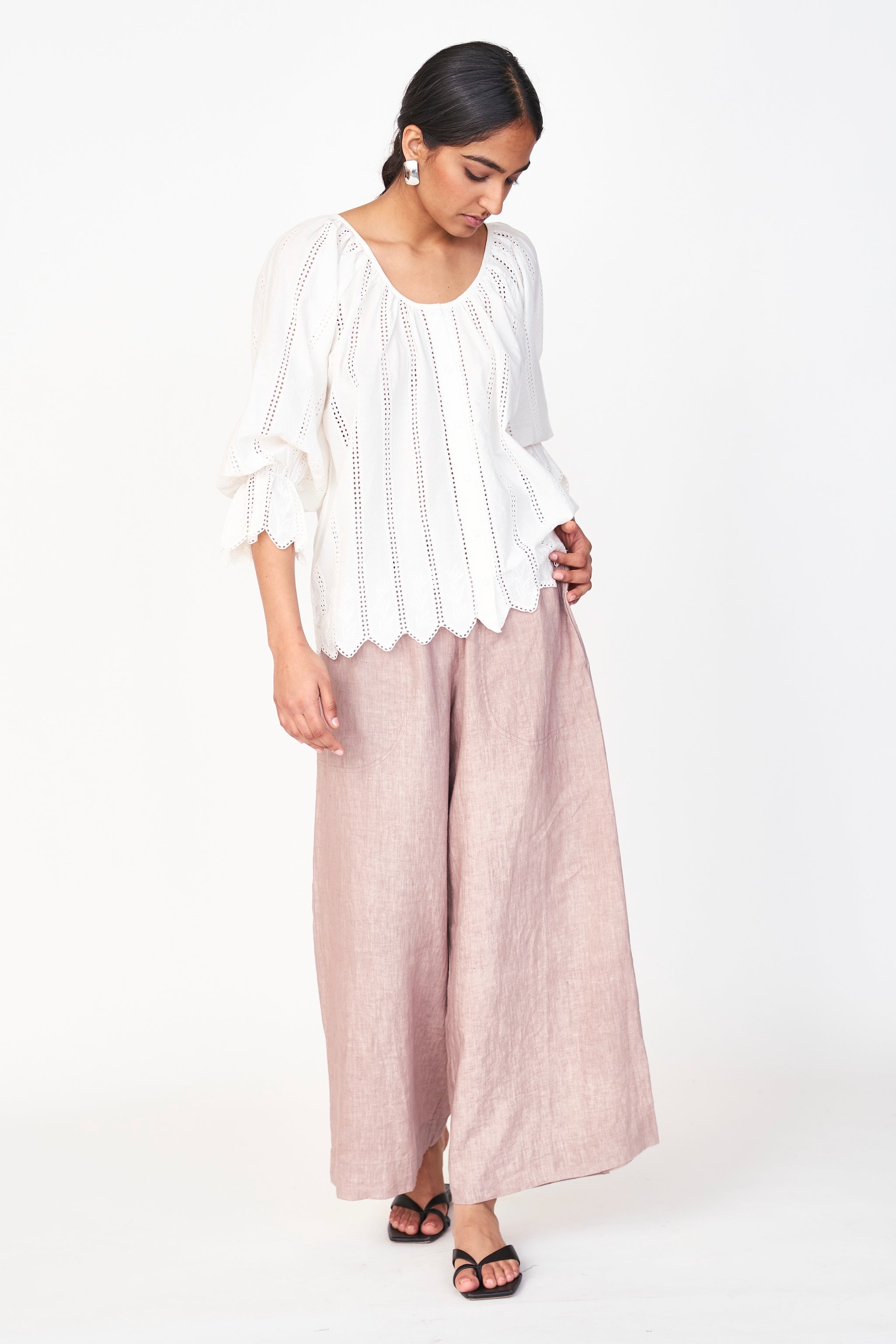 Top in White Vine Eyelet