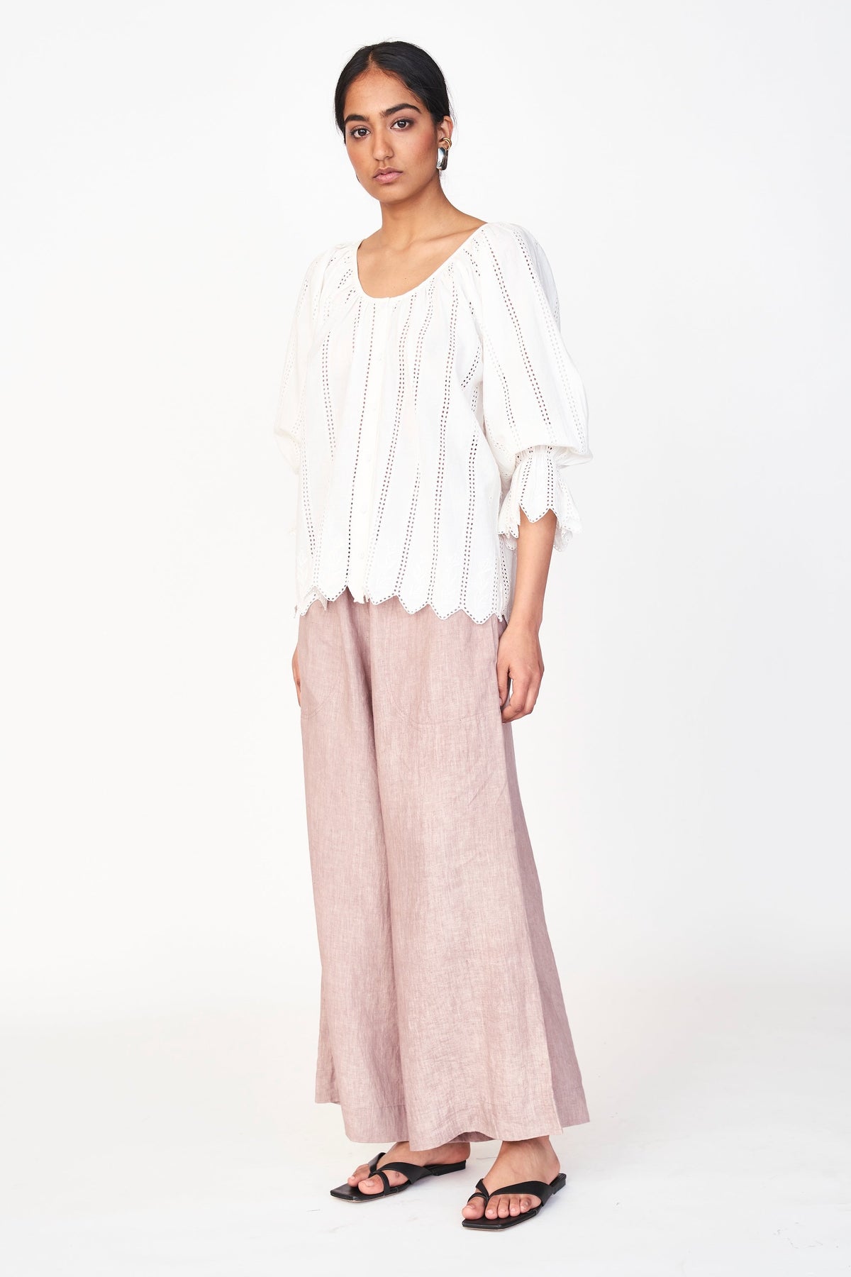 Top in White Vine Eyelet