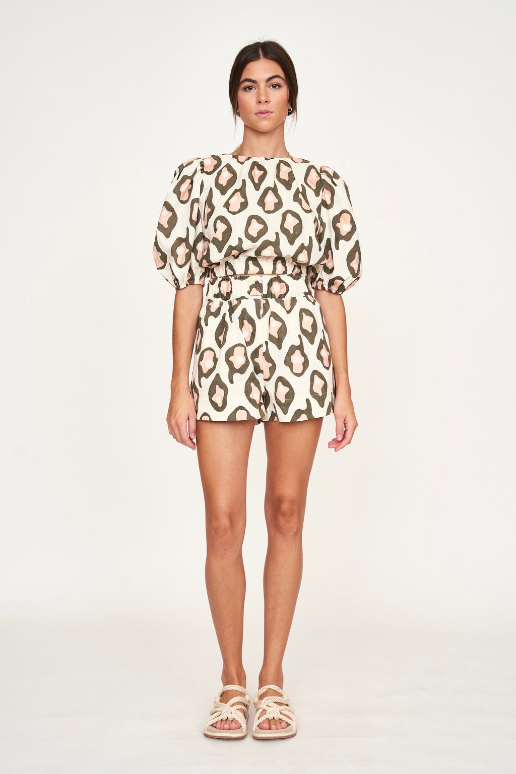 Track Shorts in Oyster Print