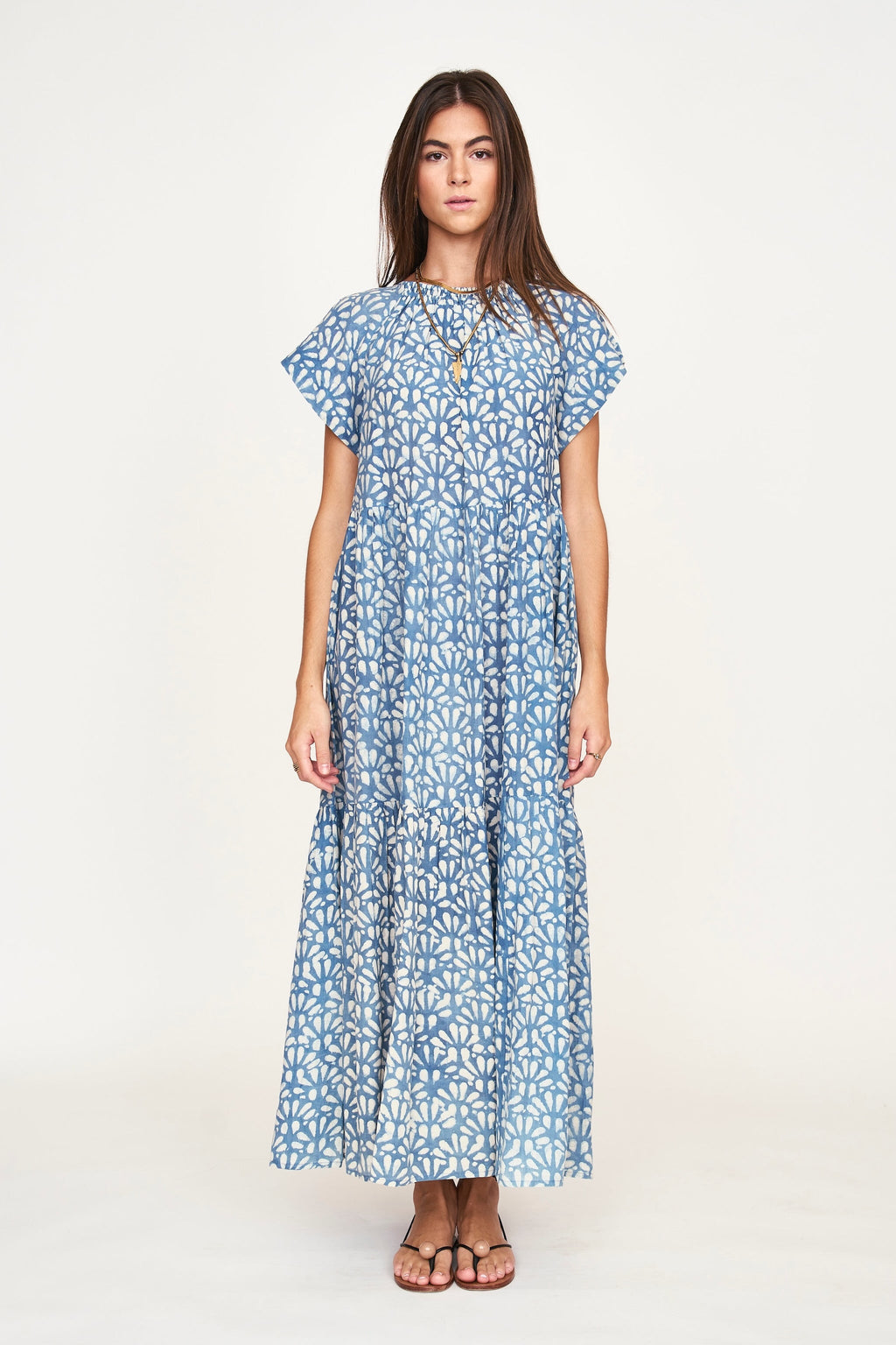 Maxi Dress in Trellis in Indigo