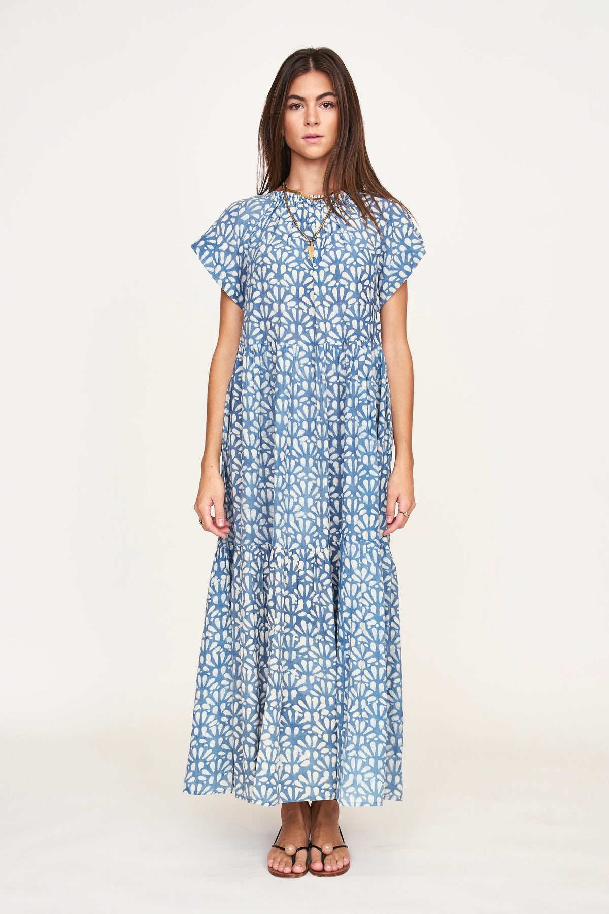 Maxi Dress in Trellis in Indigo