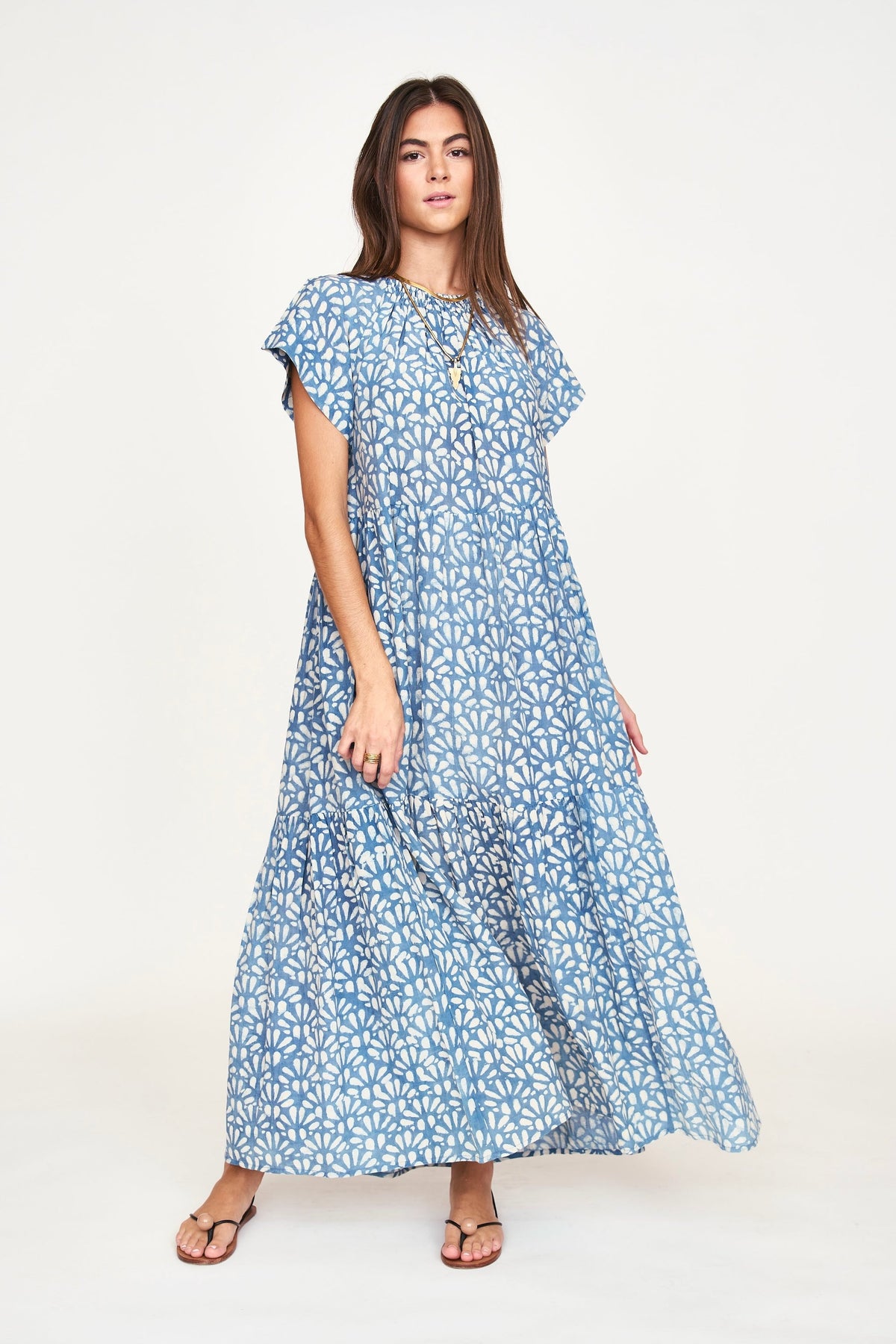 Maxi Dress in Trellis in Indigo