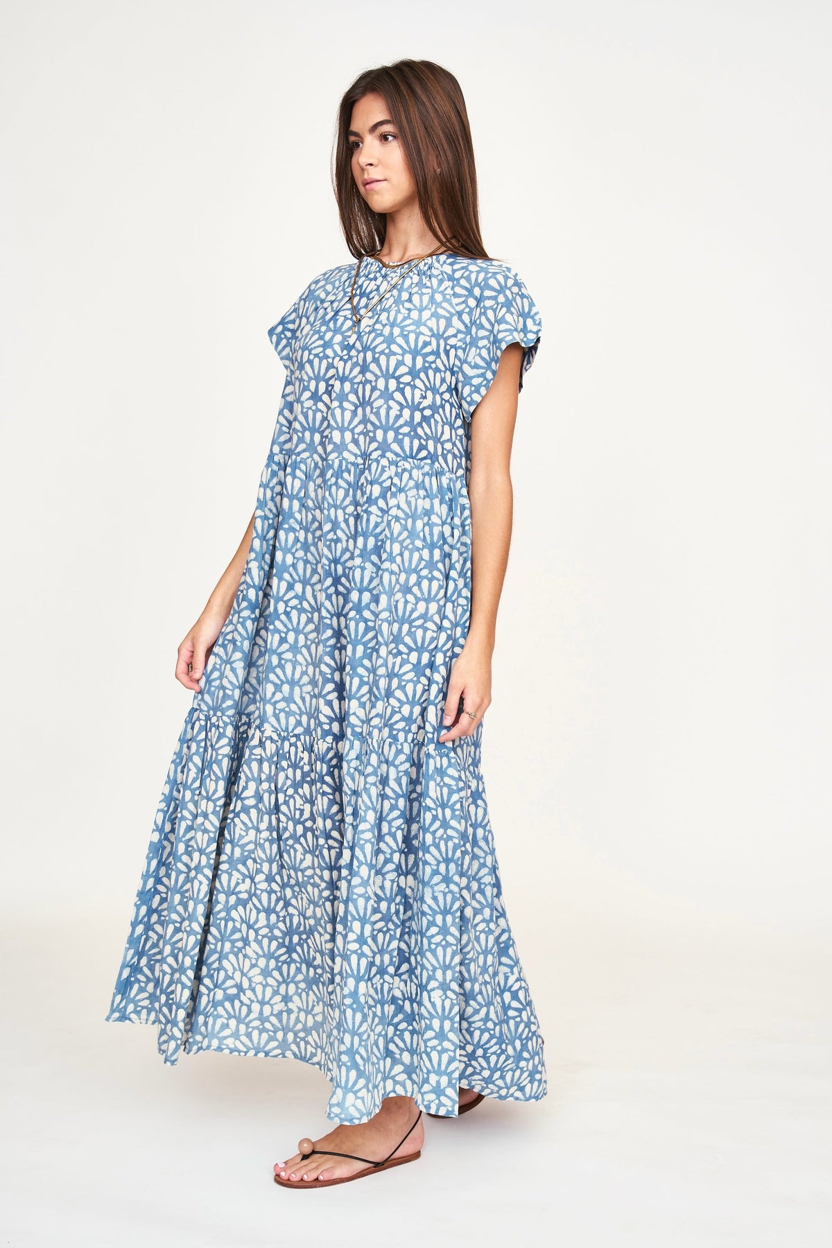 Maxi Dress in Trellis in Indigo