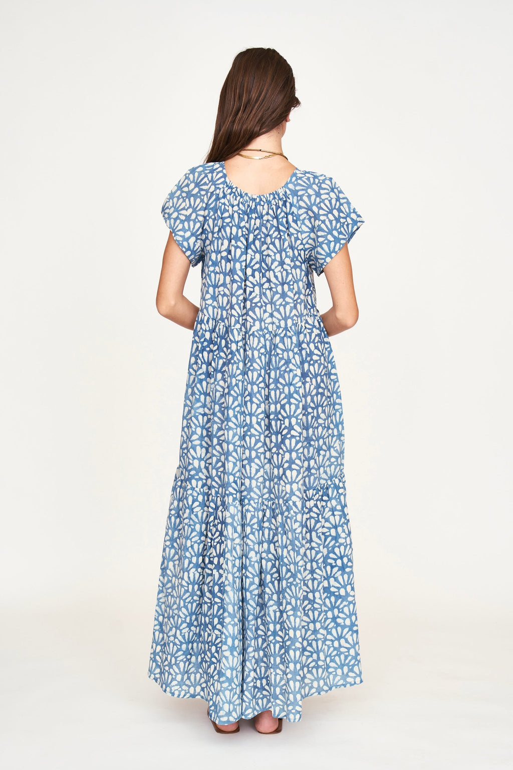 Maxi Dress in Trellis in Indigo