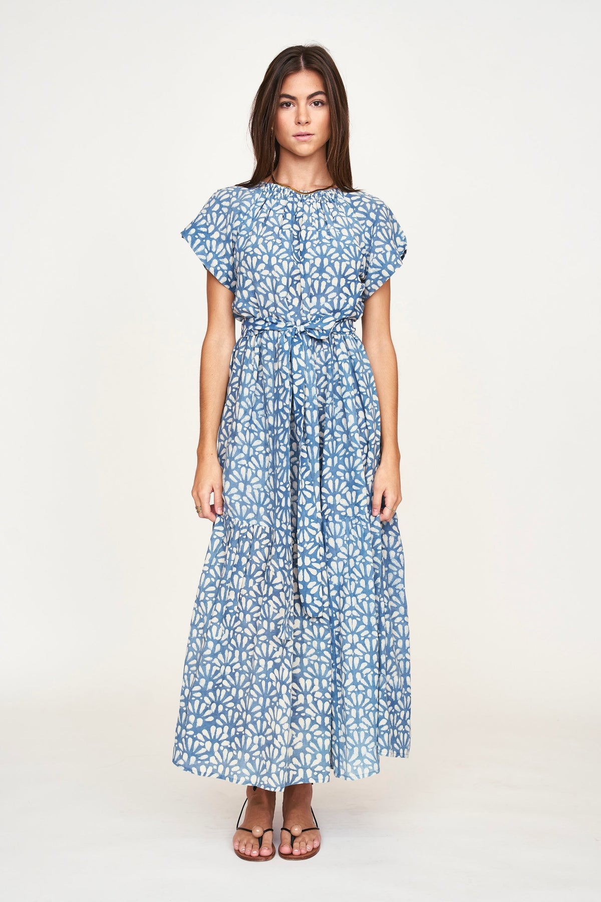 Maxi Dress in Trellis in Indigo