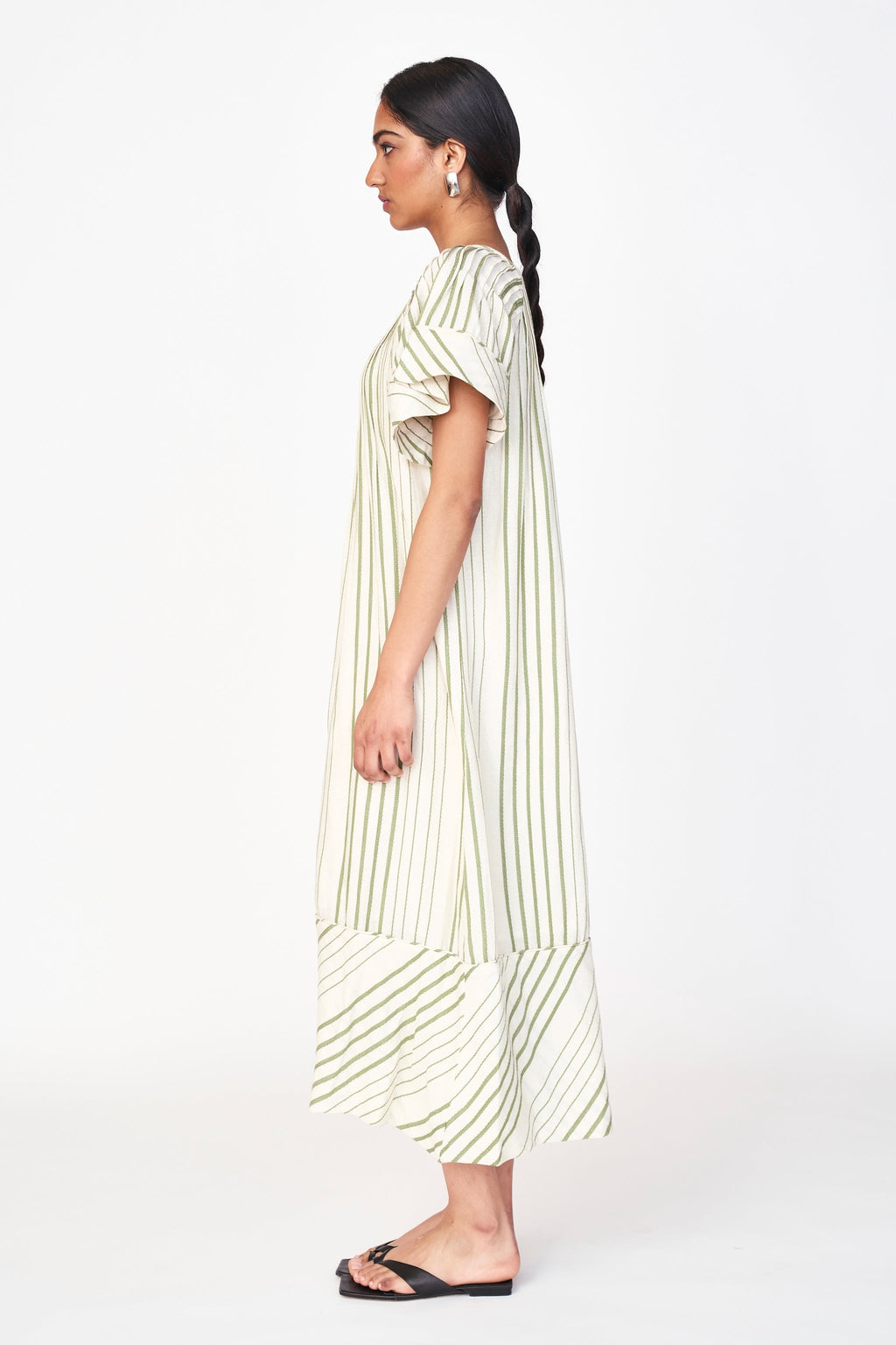 Pintuck Dress in Garden Stripe