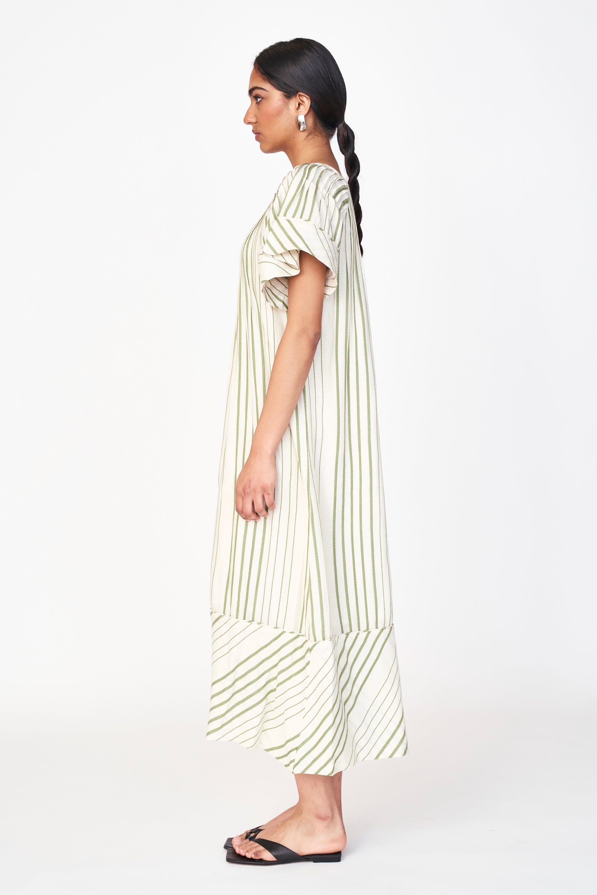 Pintuck Dress in Garden Stripe