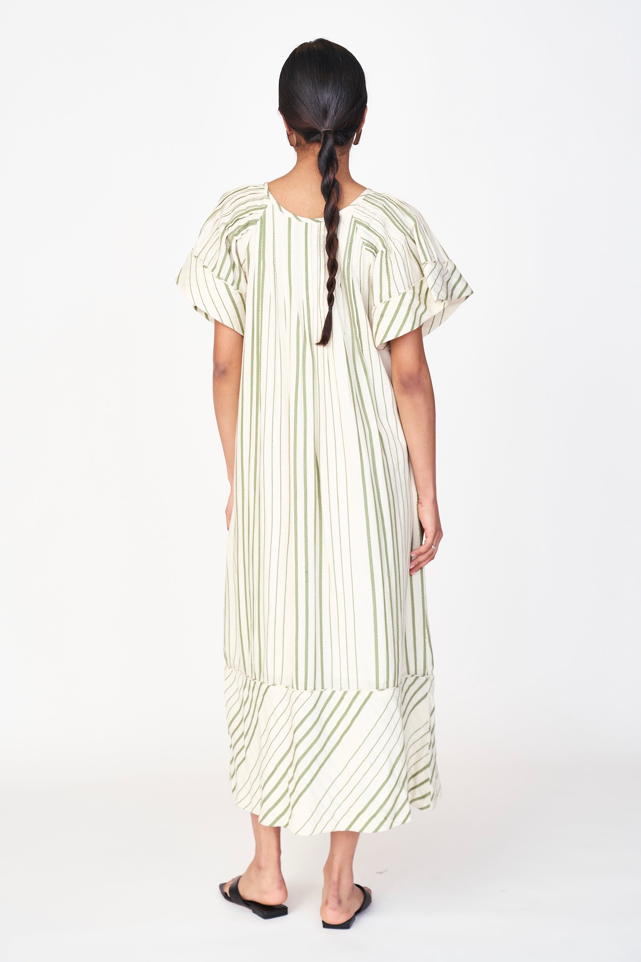 Pintuck Dress in Garden Stripe