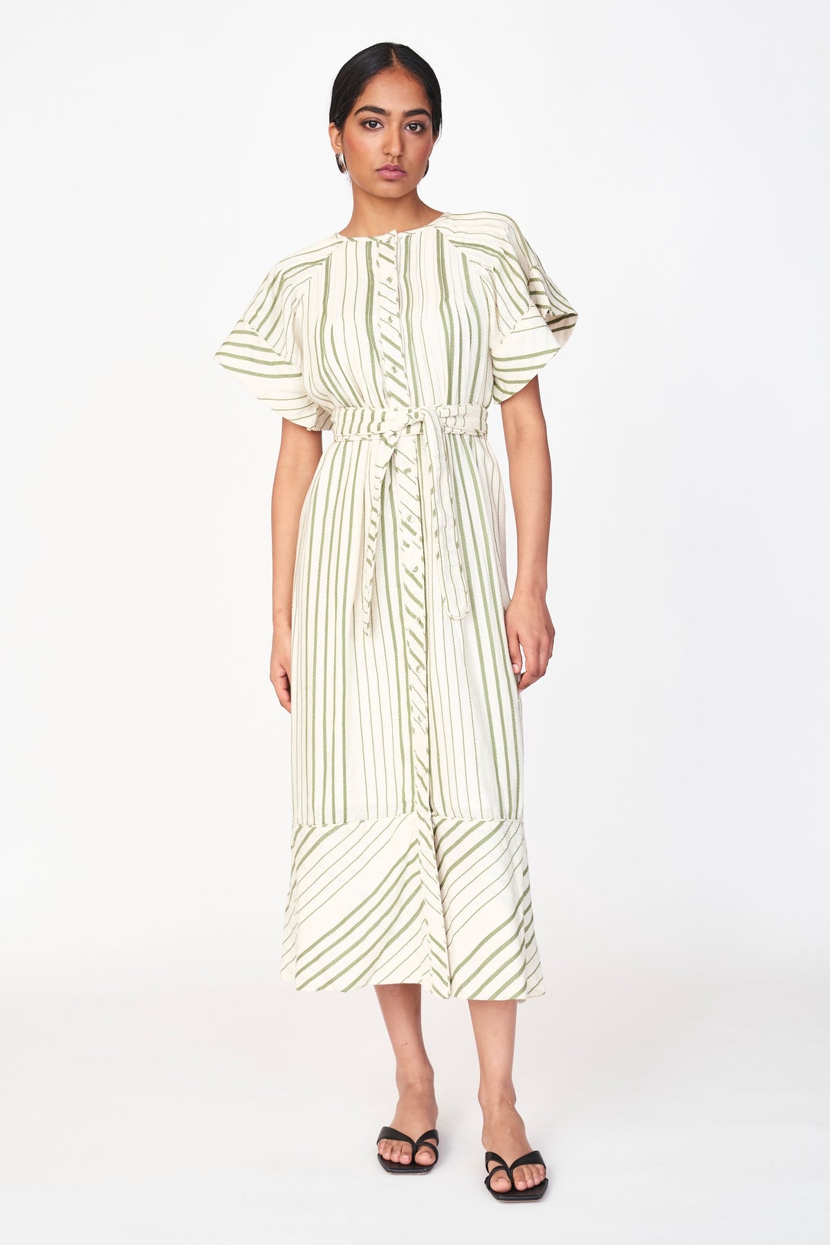 Pintuck Dress in Garden Stripe