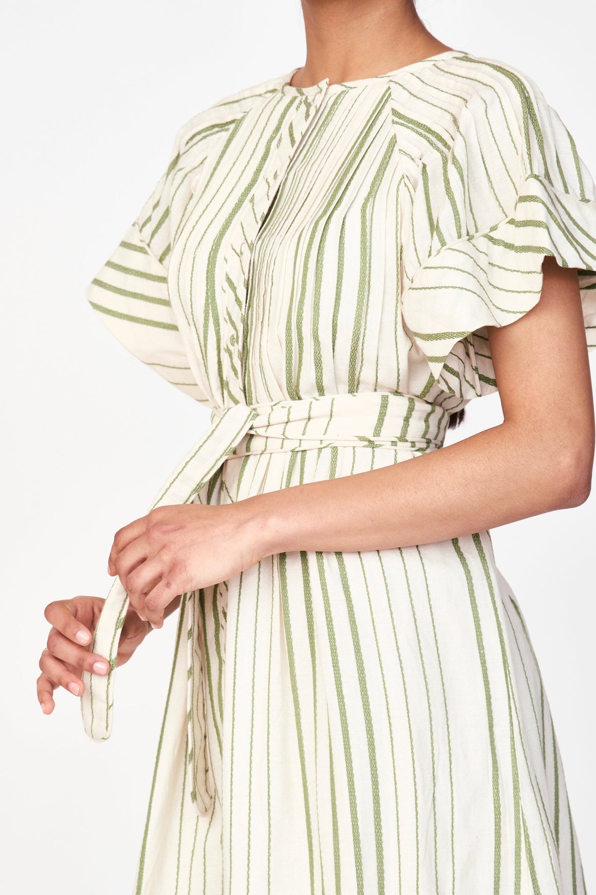 Pintuck Dress in Garden Stripe
