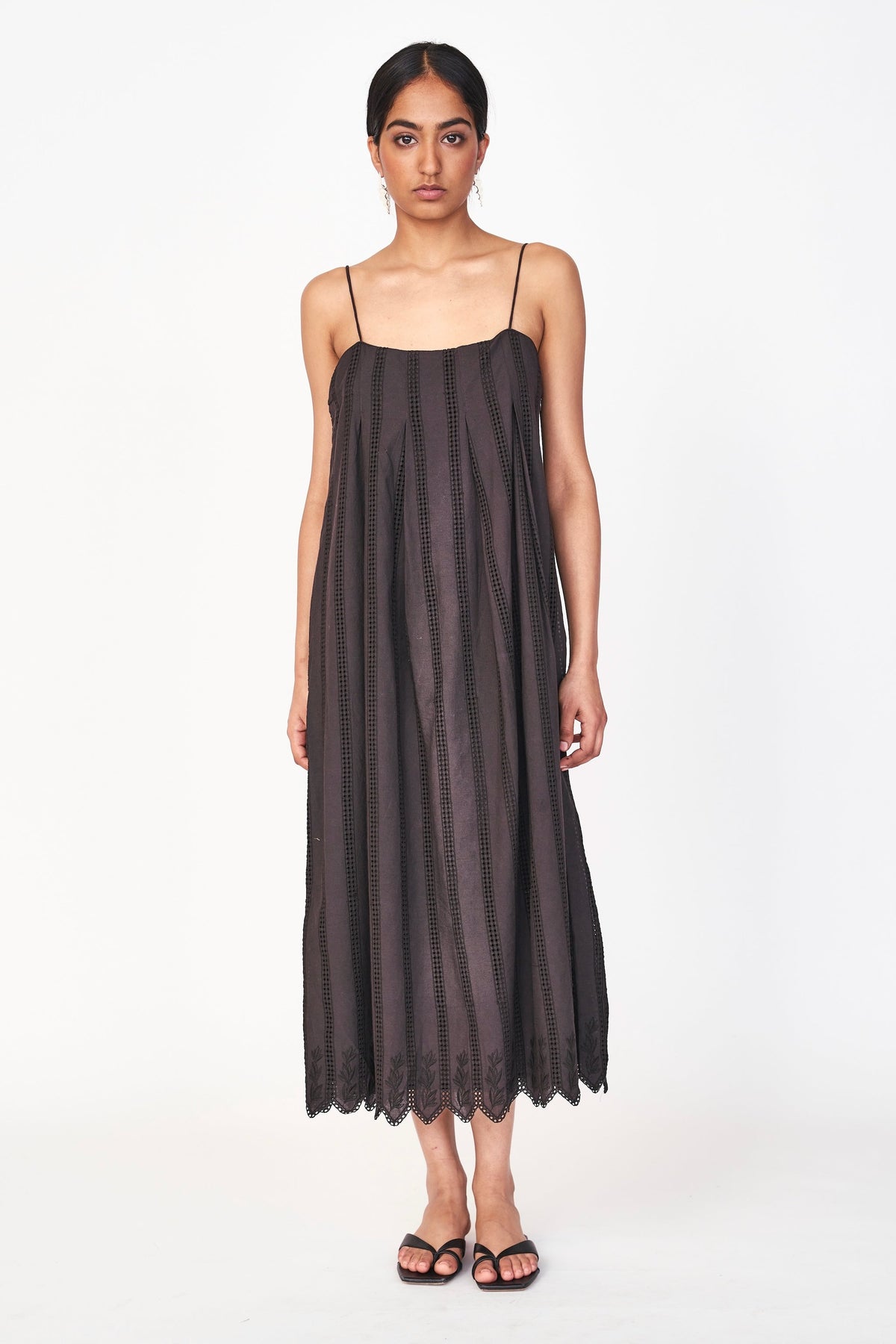 Ankle length Black Vine Eyelet Dress