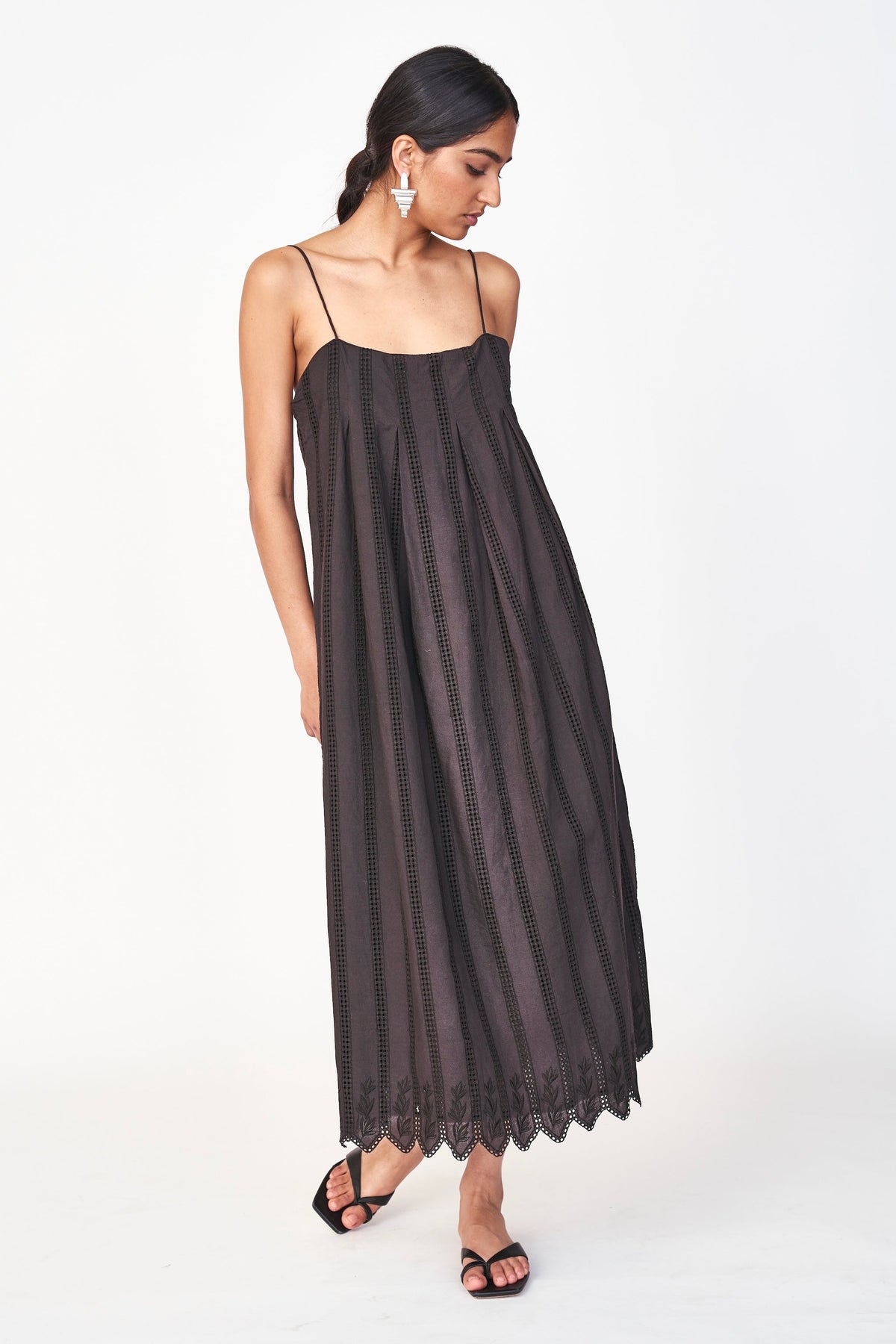 Ankle length Black Vine Eyelet Dress