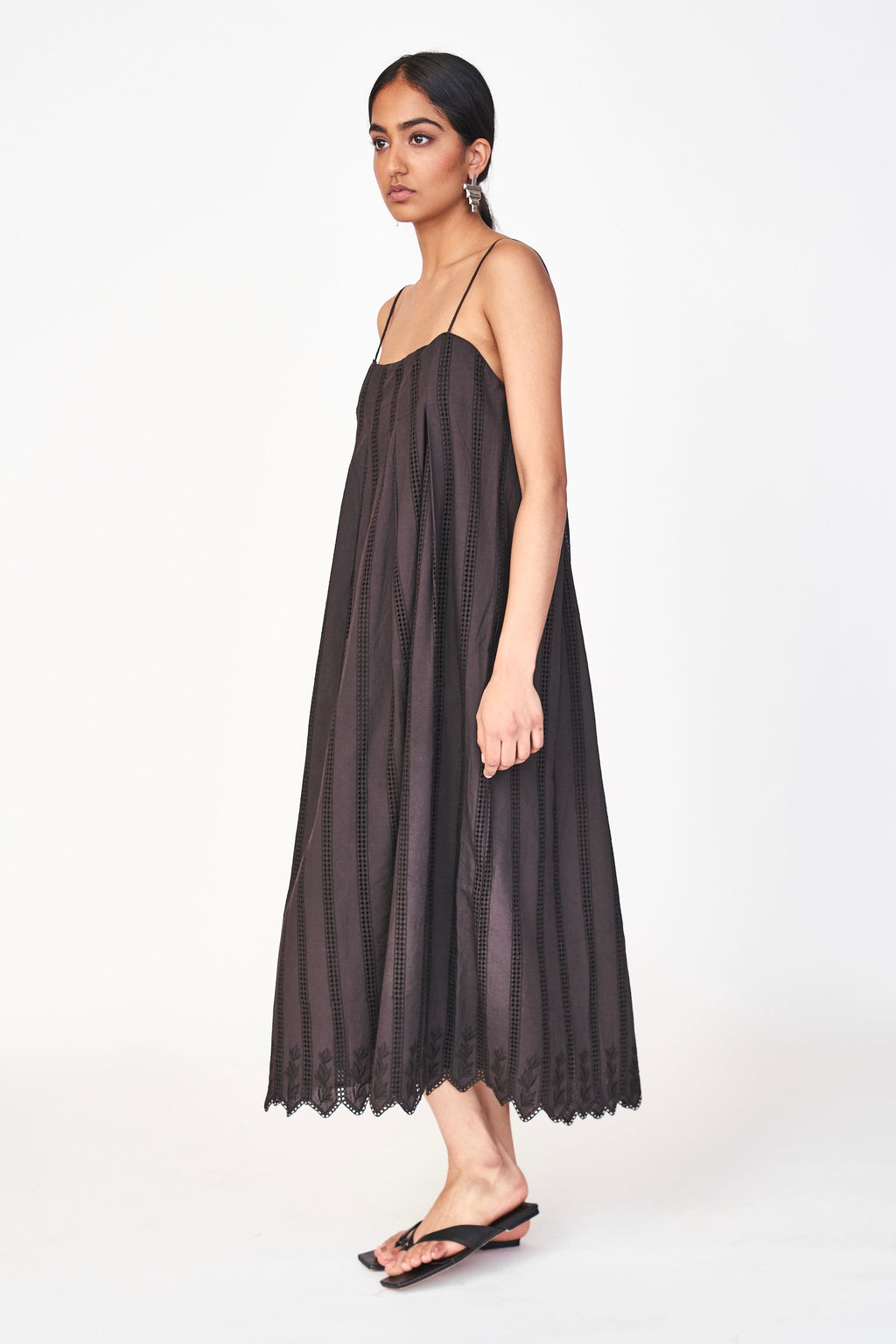 Ankle length Black Vine Eyelet Dress