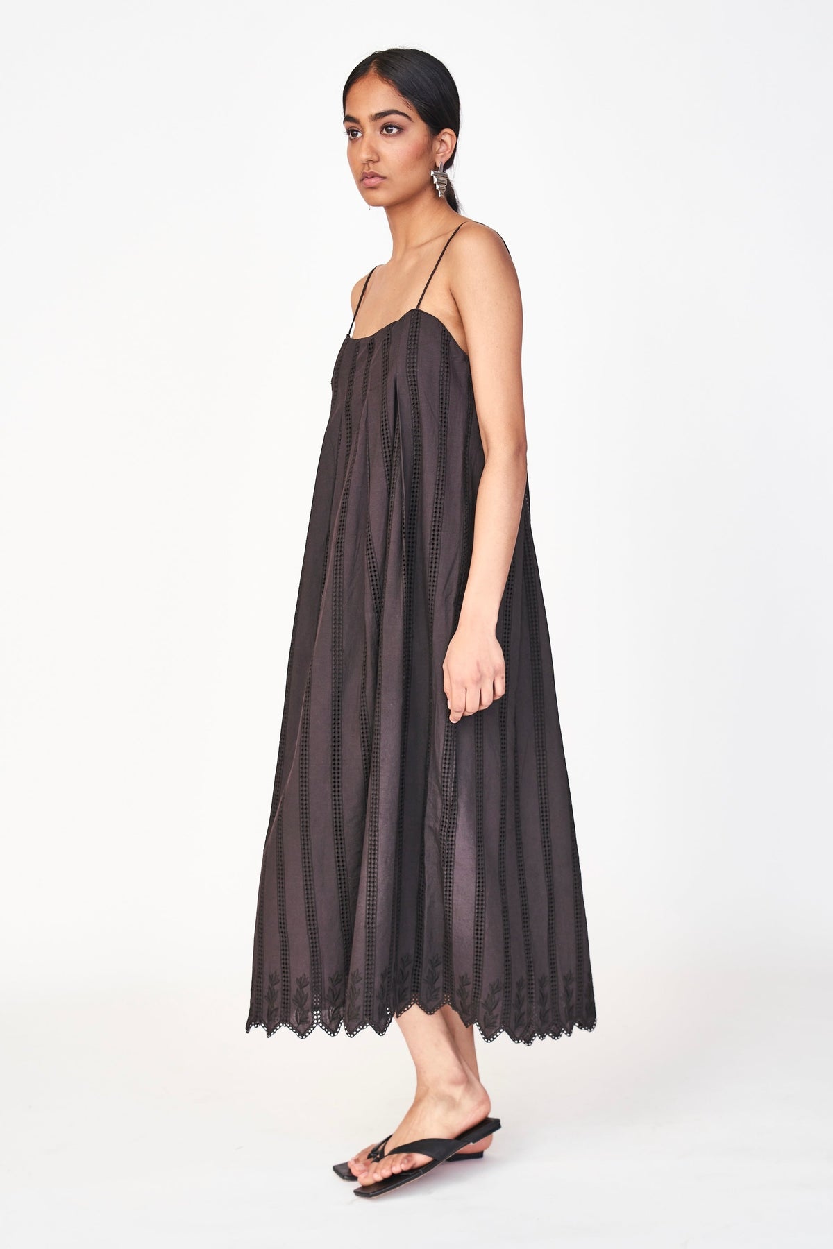 Ankle length Black Vine Eyelet Dress