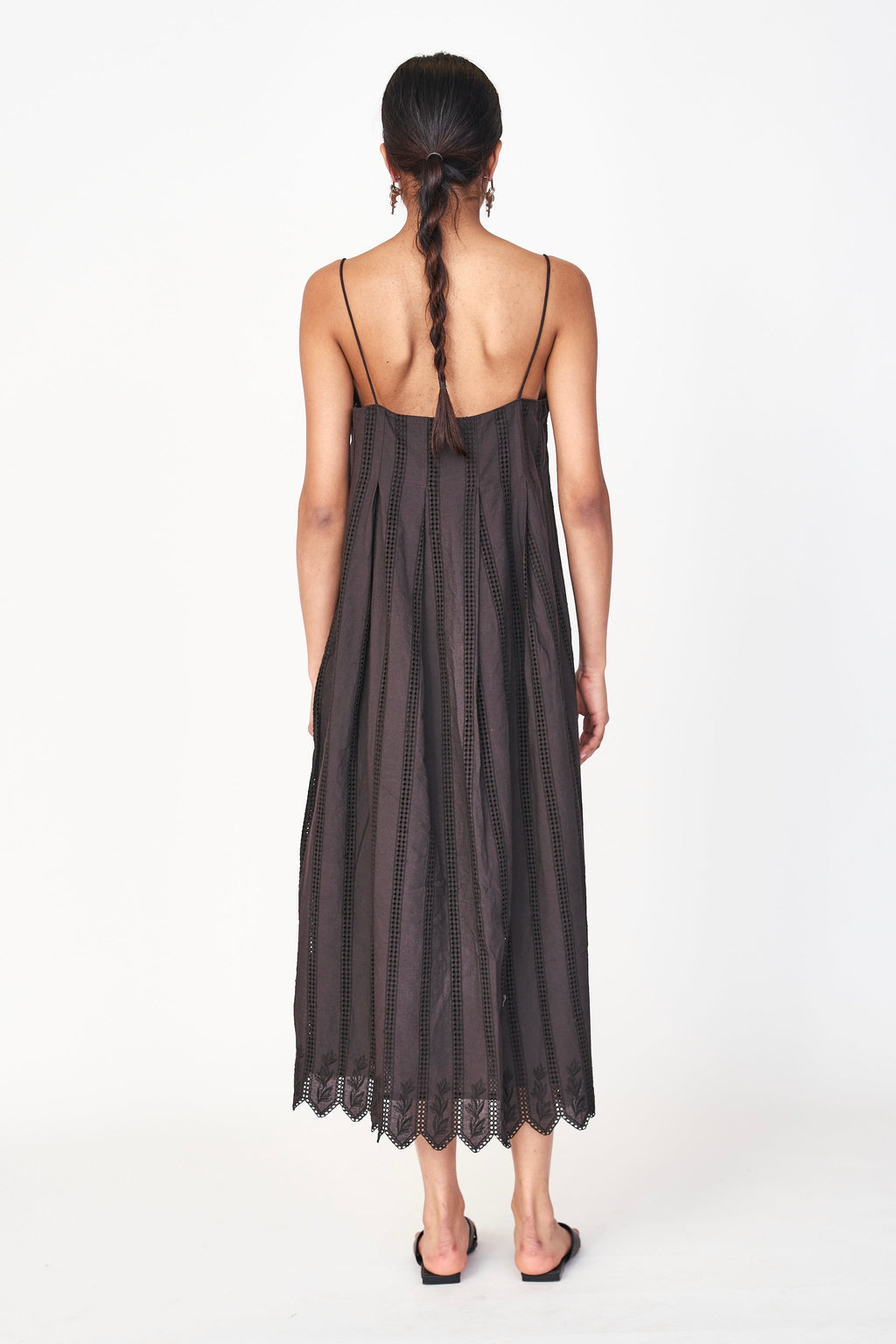 Ankle length Black Vine Eyelet Dress
