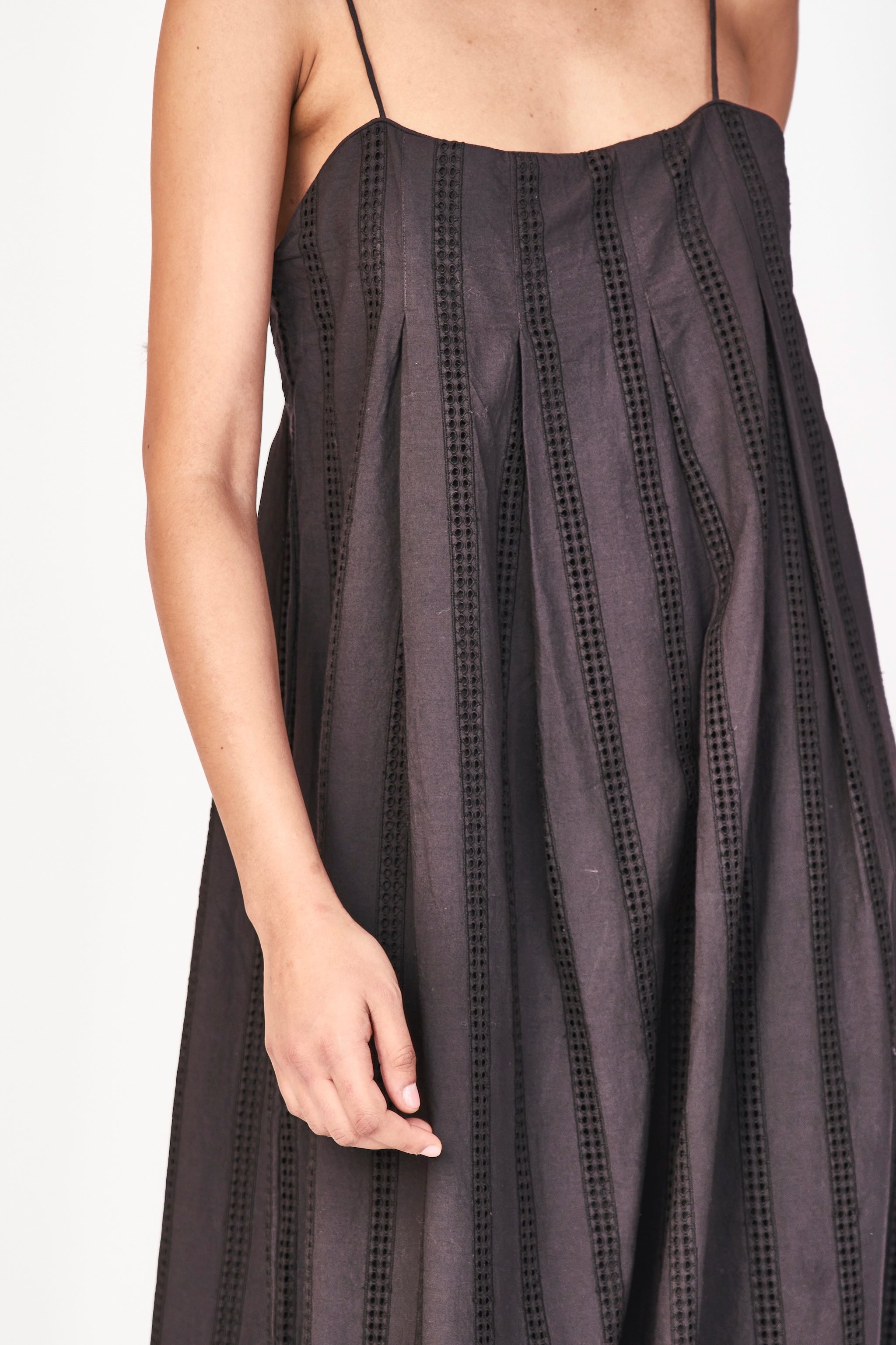 Ankle length Black Vine Eyelet Dress