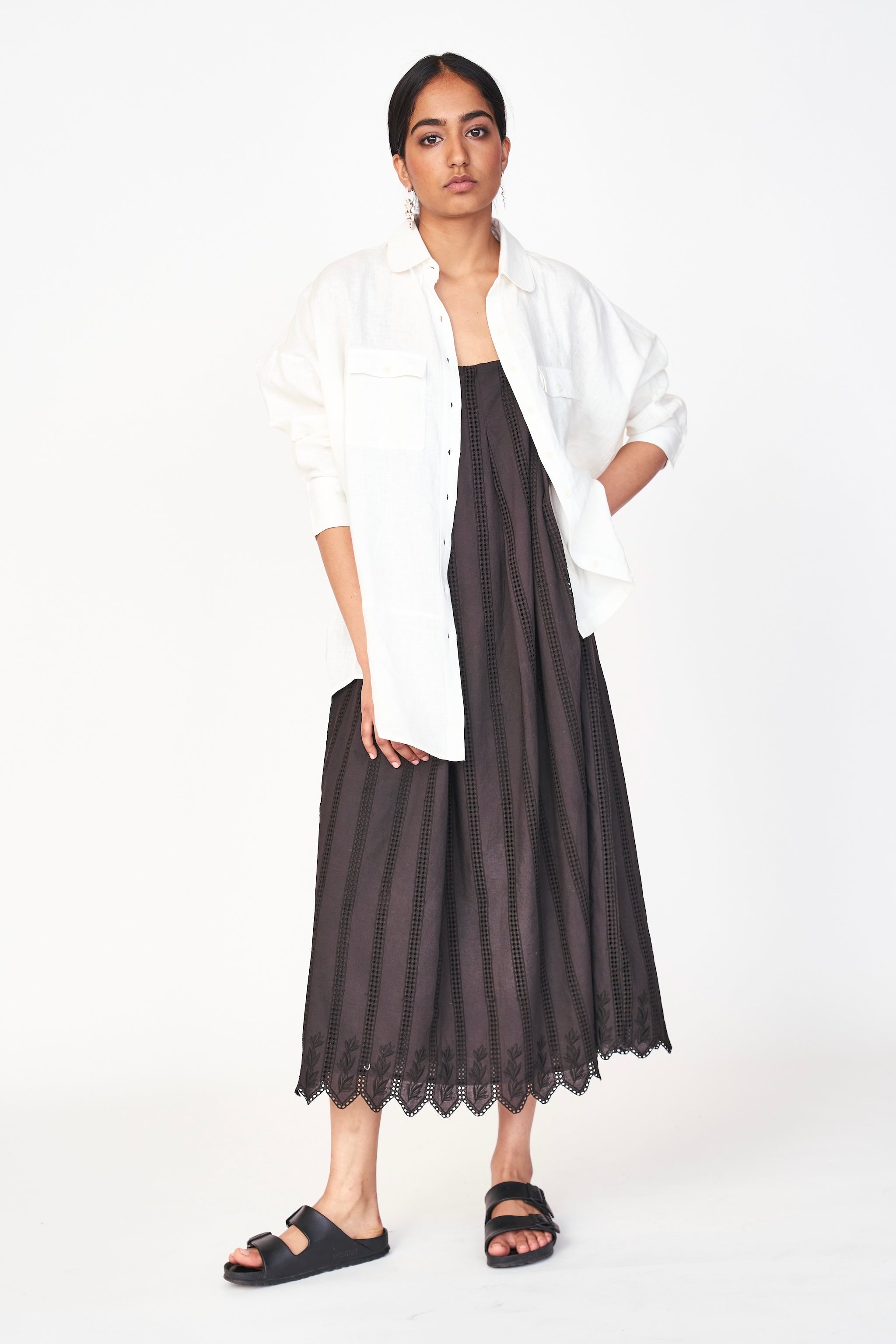 Ankle length Black Vine Eyelet Dress