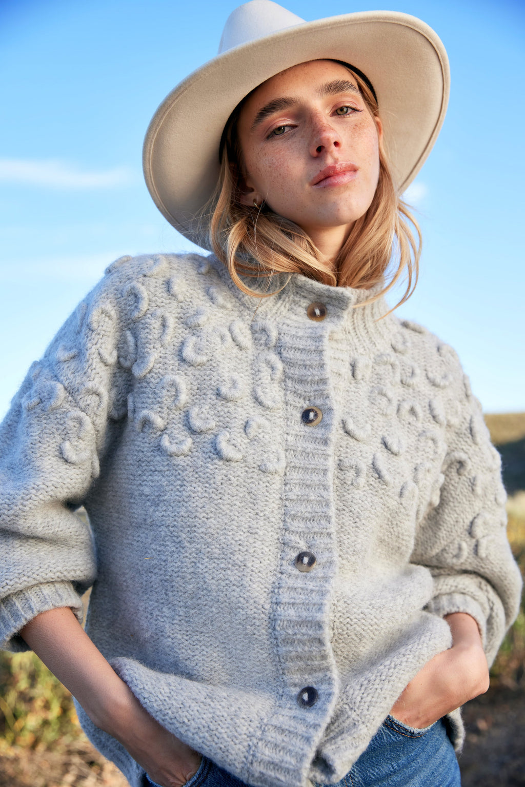 Croissant Cardigan in Dove Grey