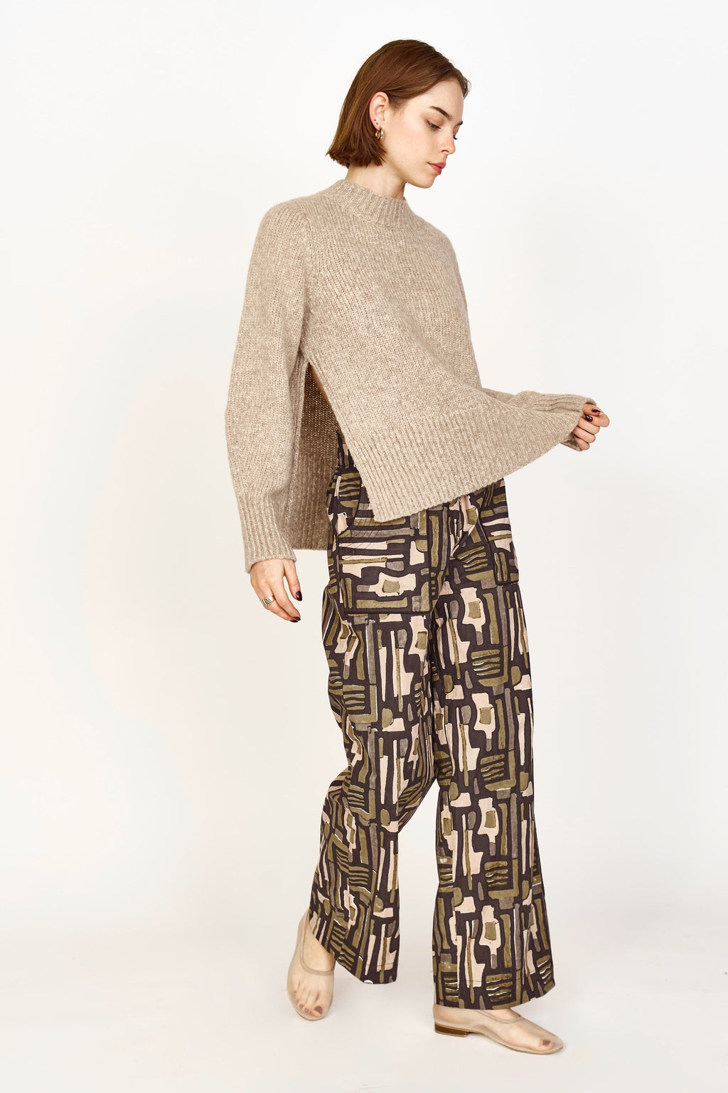 Open Side Pullover in Camel