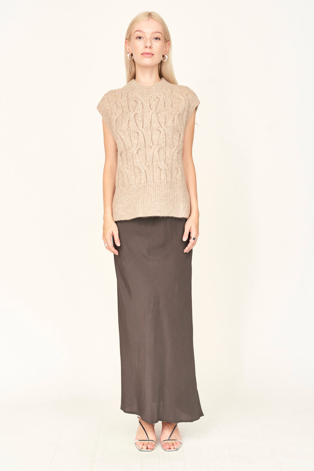 Hand Knit Sweater Vest in Camel