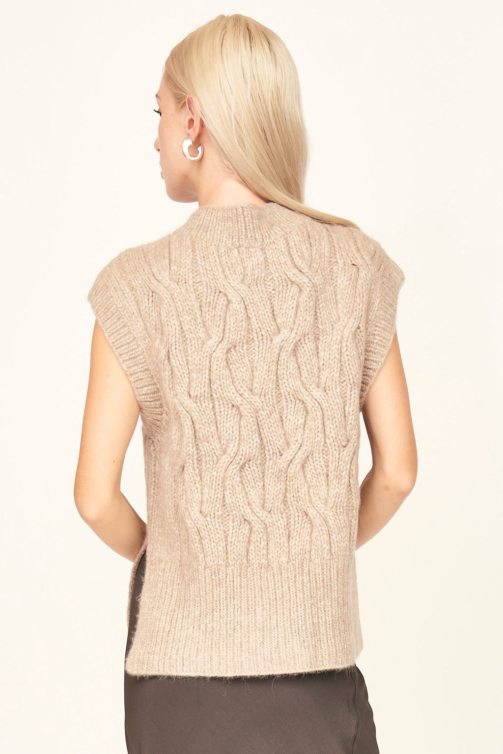 Hand Knit Sweater Vest in Camel