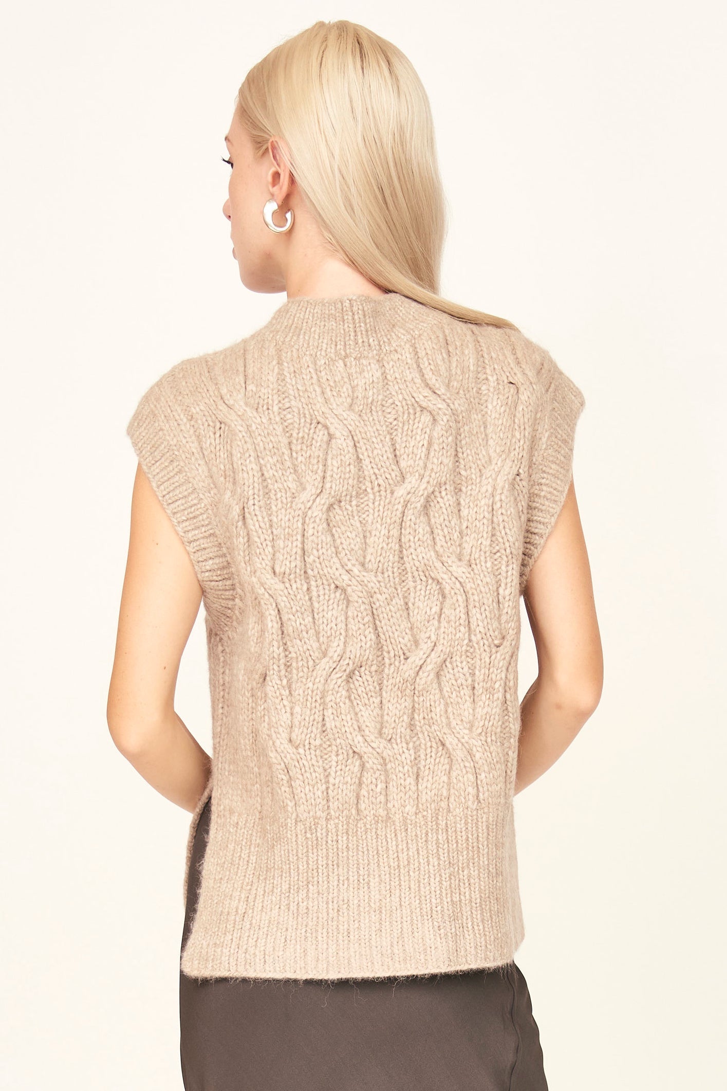 Hand Knit Sweater Vest in Camel