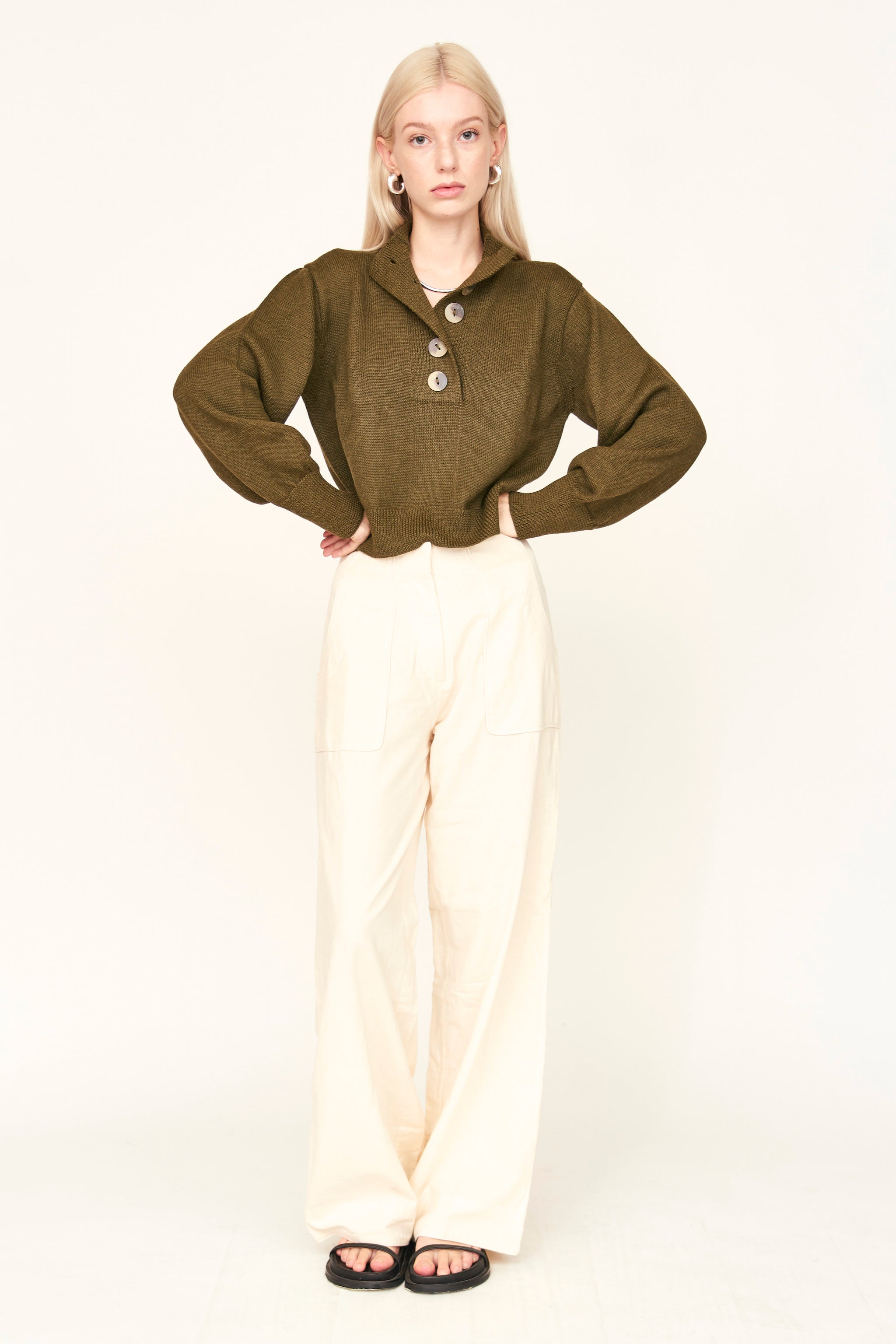 Henley style pullover sweater