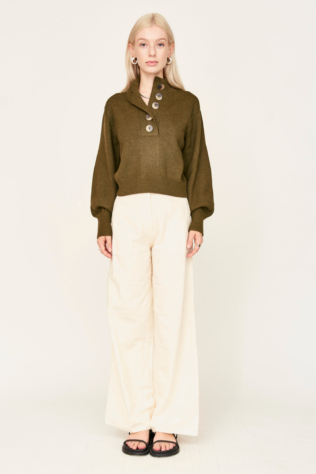 Henley style pullover sweater