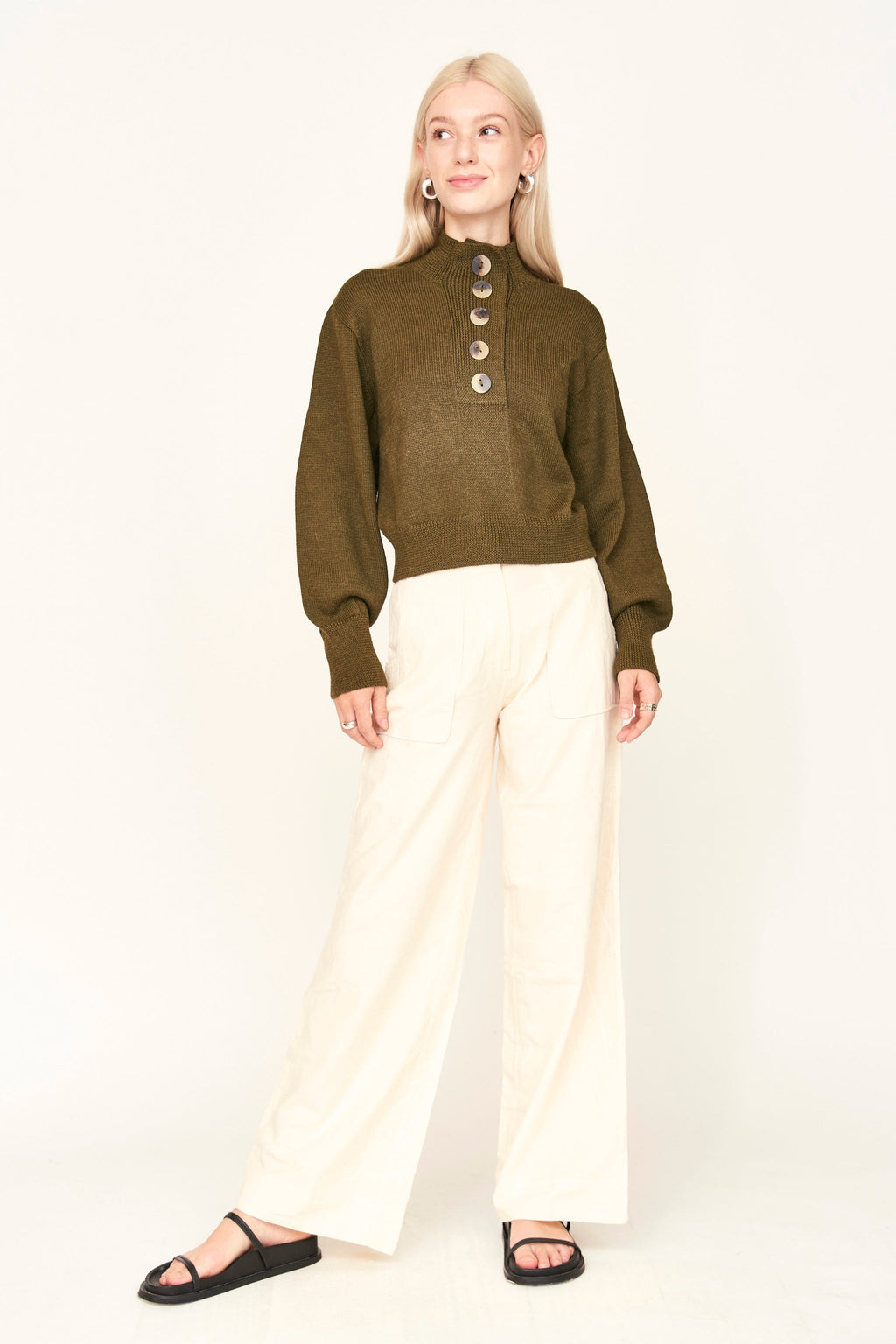 Henley style pullover sweater