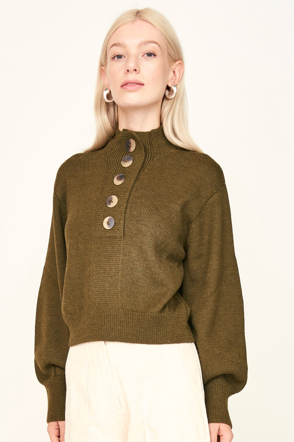 Henley style pullover sweater