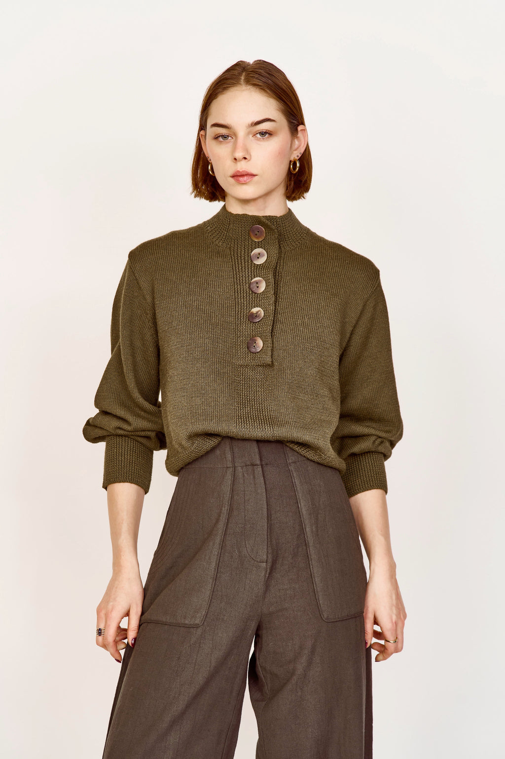 Henley style pullover sweater