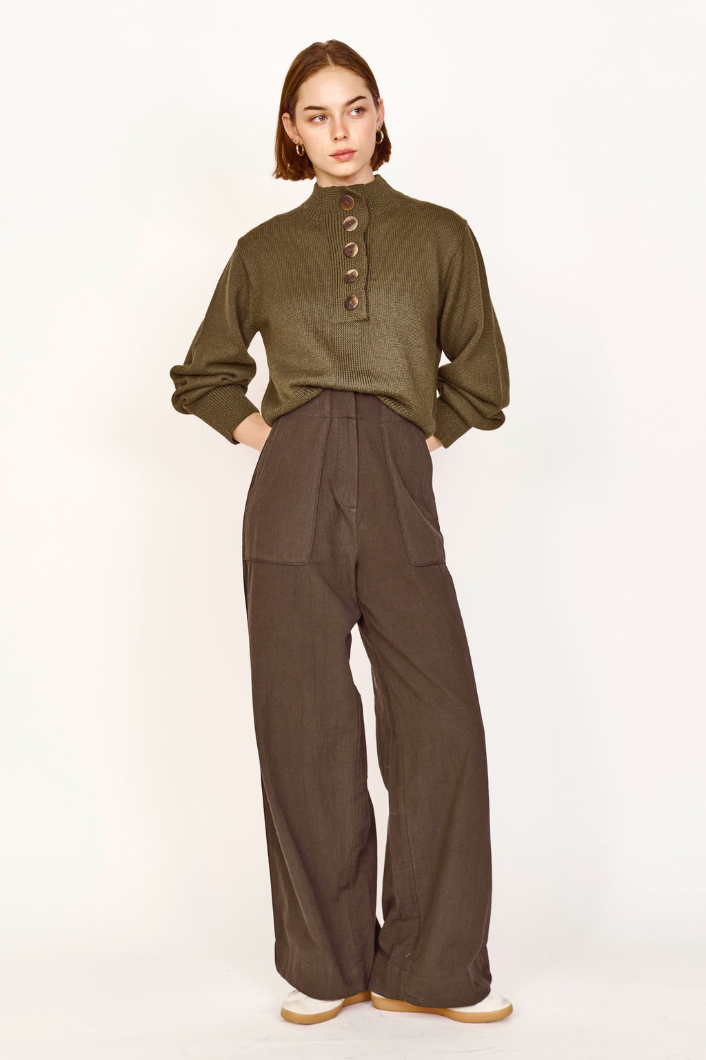 Henley style pullover sweater