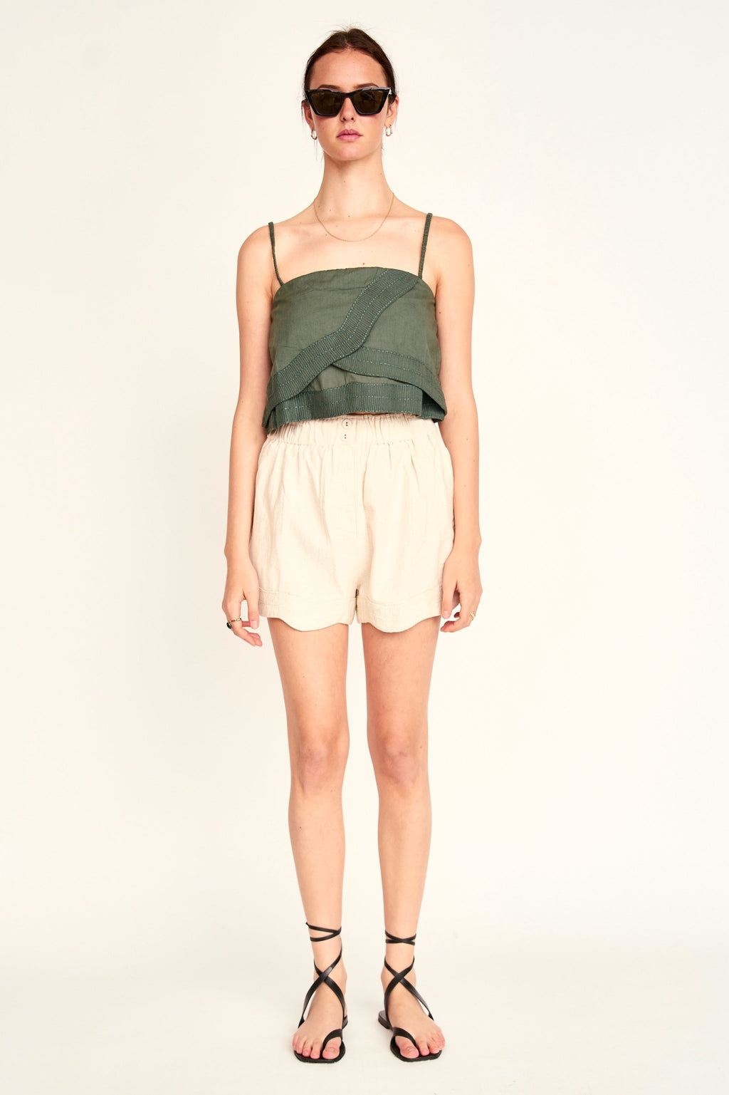Asymmetrical tiers Waist length tank